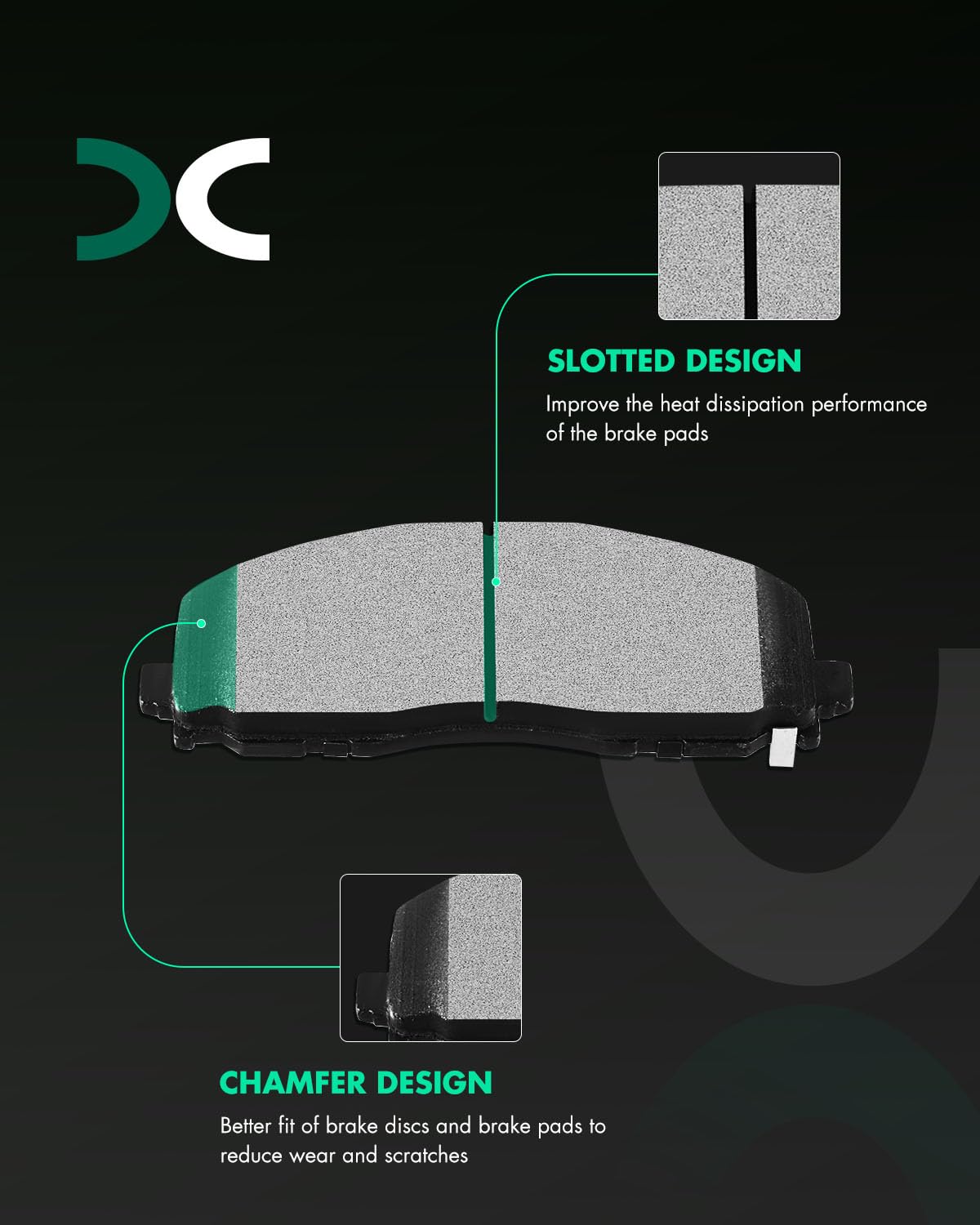 Scitoo D1589 Front Semi-Metal Brake Pads Sets Fit For Chrysler Pacifica/Town & Country,For Dodge Grand Caravan/Journey,For Jeep