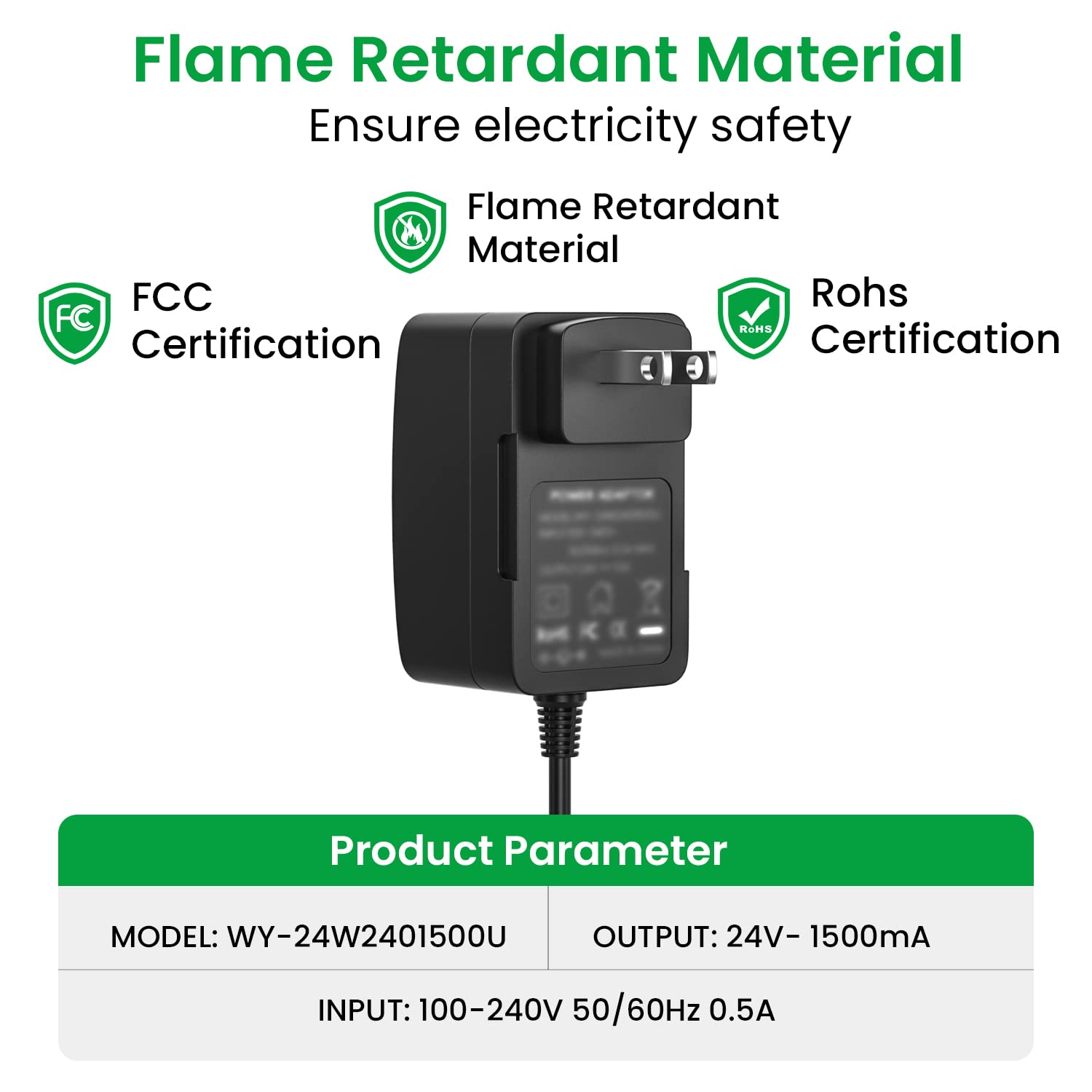 Auspow 24V Power Supply For Razor Mx350, Dirt Quad, Pocket Mod, E200, E300, Pr200, E100, E500, And Sports Mod, 3-Prong 24V 1.5A