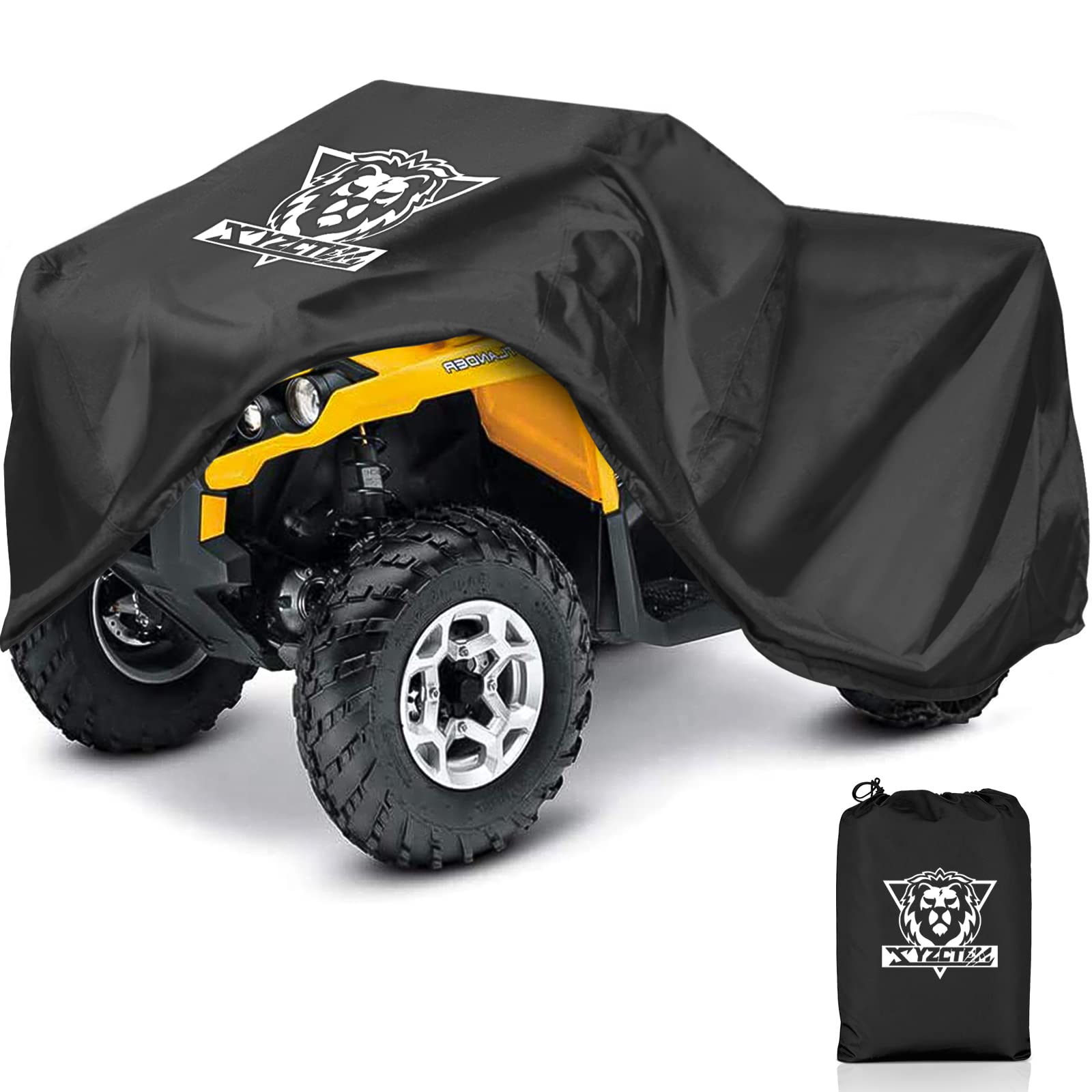 Xyzctem Waterproof Atv Cover, Heavy Duty Black Protects 4 Wheeler From Snow Rain Or Sun (Black, 88 Inch)