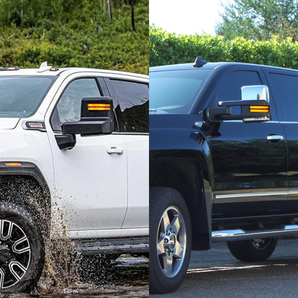 Roccs Blinker Yellow Full Led Side Tow Mirror Marker Light Fit For 3Rd Generation Chevy Silverado / 4Th Generation Gmc Sierra 20