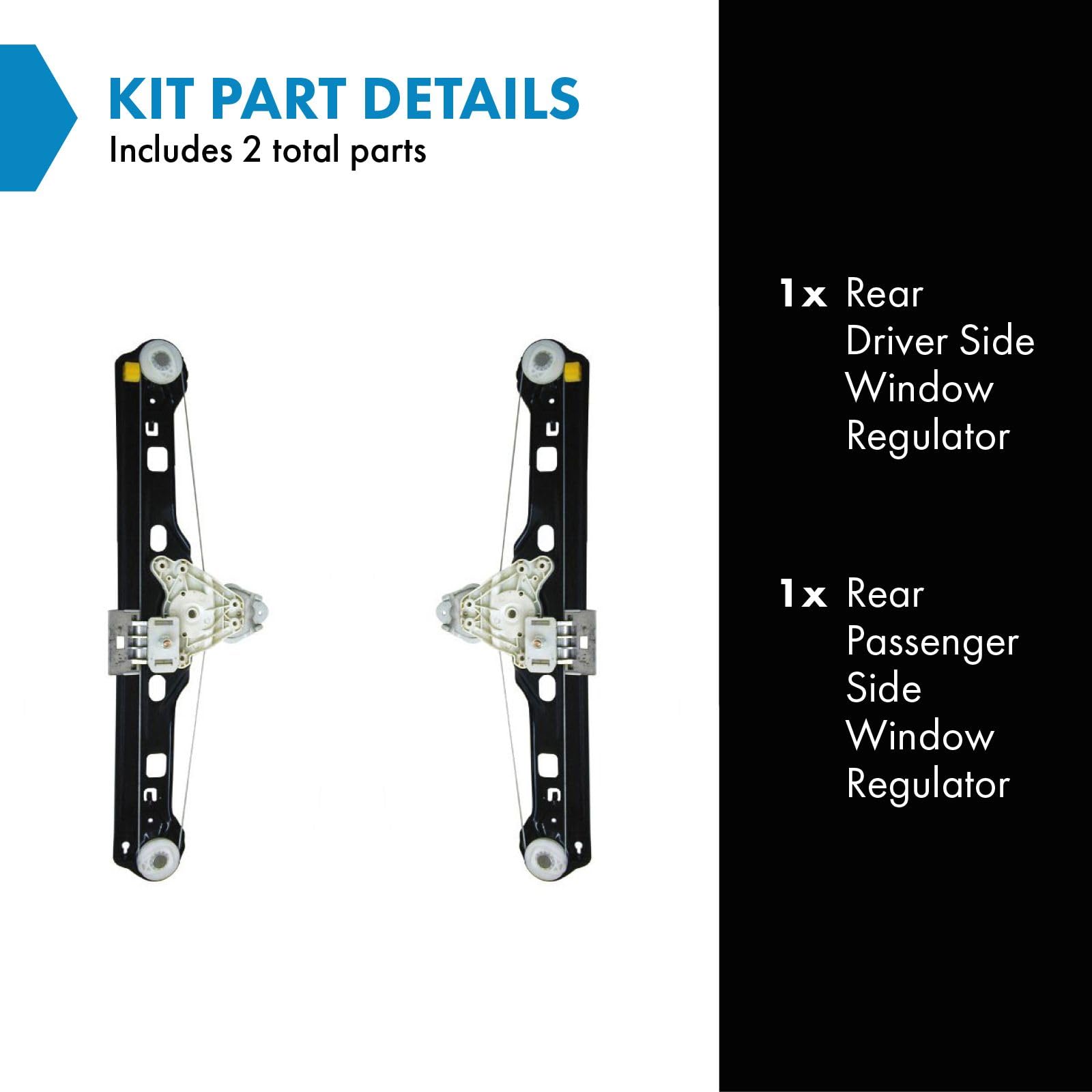 Trq Rear Power Window Regulator Set Compatible With 2003 Mercedes-Benz C230 2001-2003 C240 2002-2003 C32 Amg C320