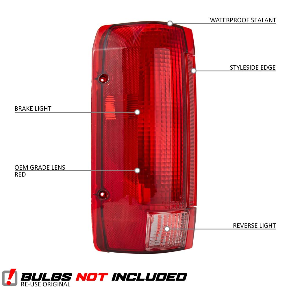 Epic Lighting Oe Style Replacement Rear Brake Tail Lights Assembly Compatible With Ford 90-96 F-150 (10/89) 90-97 F-250 F-350 St