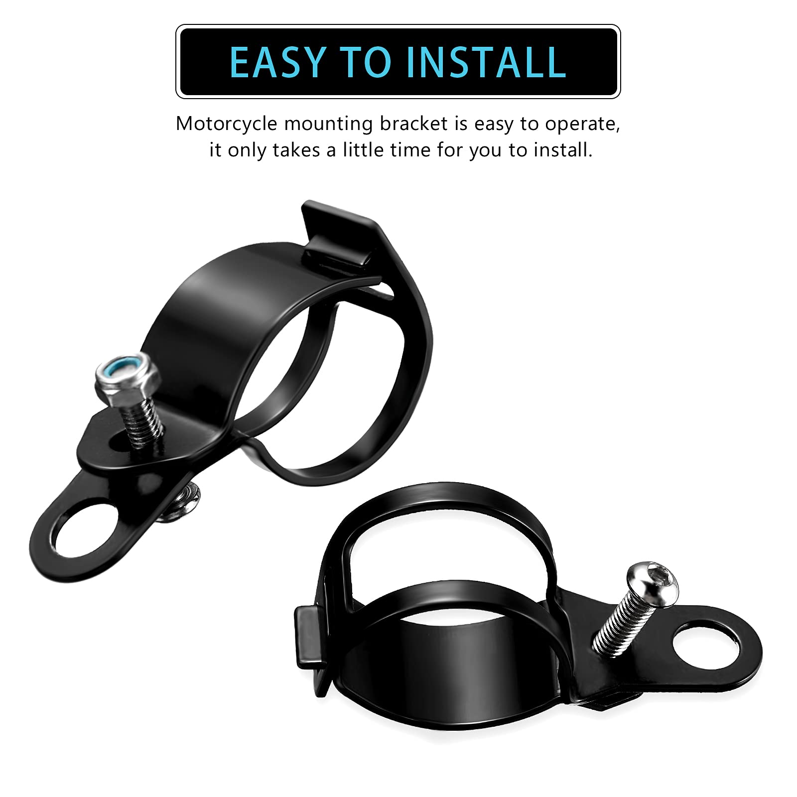 Frienda 2 Pairs Motorcycle Fork Indicator Brackets Metal Motorcycle Turn Signal Mount Brackets Turn Signal Light Indicator Bracket Clamps Black Fork Relocation Clamps, 30-43 Mm, Black