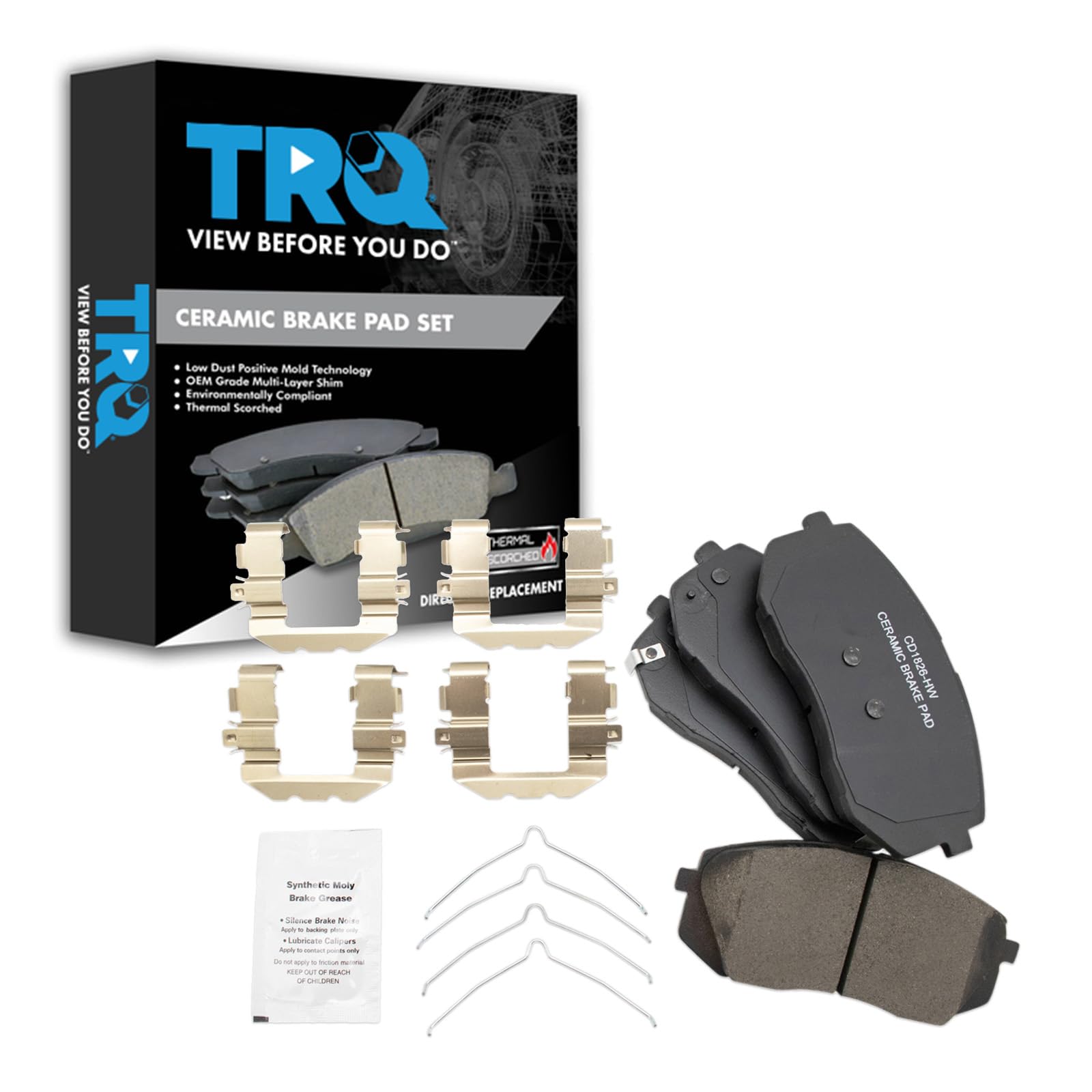 TRQ Front Brake Pads Ceramic Compatible with 2019-2021 Hyundai Kona Electric 2015-2019 Sonata 2016-2020 Kia Optima