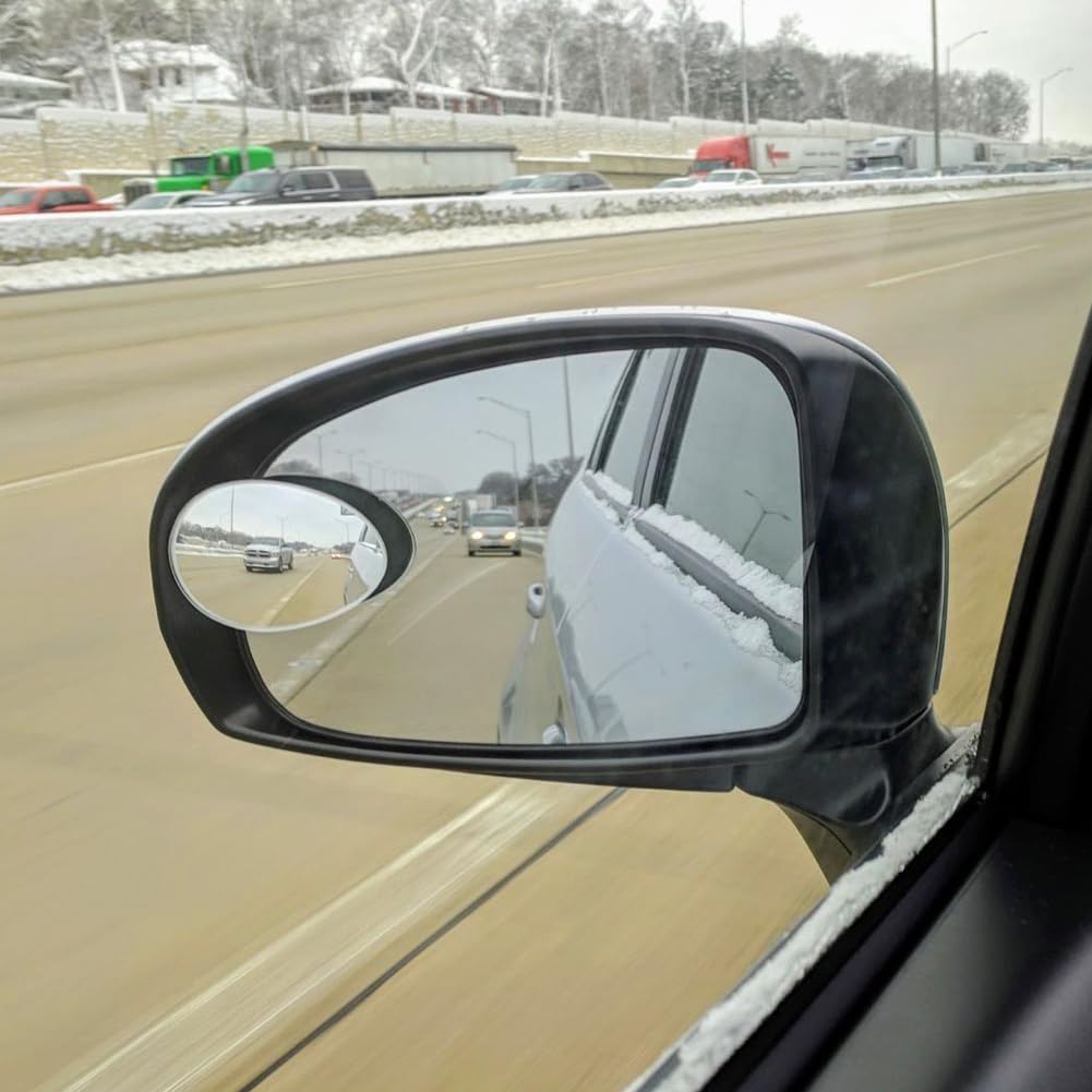 Ampper Blind Spot Mirror Oval, Hd Glass Frameless Stick On Adjustabe Convex Wide Angle Rear View Blind Spot Car Mirror For Car B