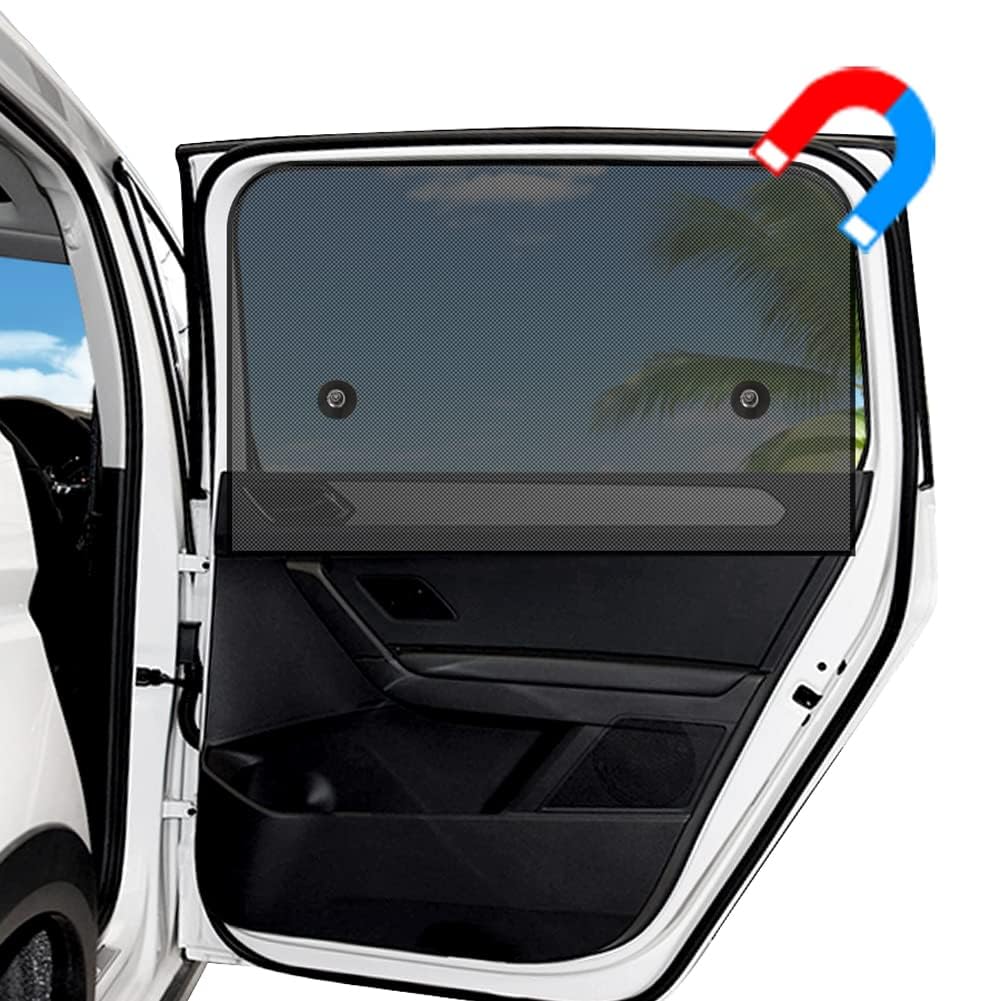 Ovege Car Window Shade 2pcs -Car Side Window Sun Shade Baby UV Protection Privacy Suction Magnetic (Back Seat 2pcs), Semi-Transp