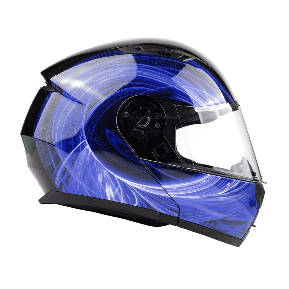 Typhoon Th158 Adult Modular Motorcycle Helmet Dot Dual Visor Full Face Flip-Up - Blue Small