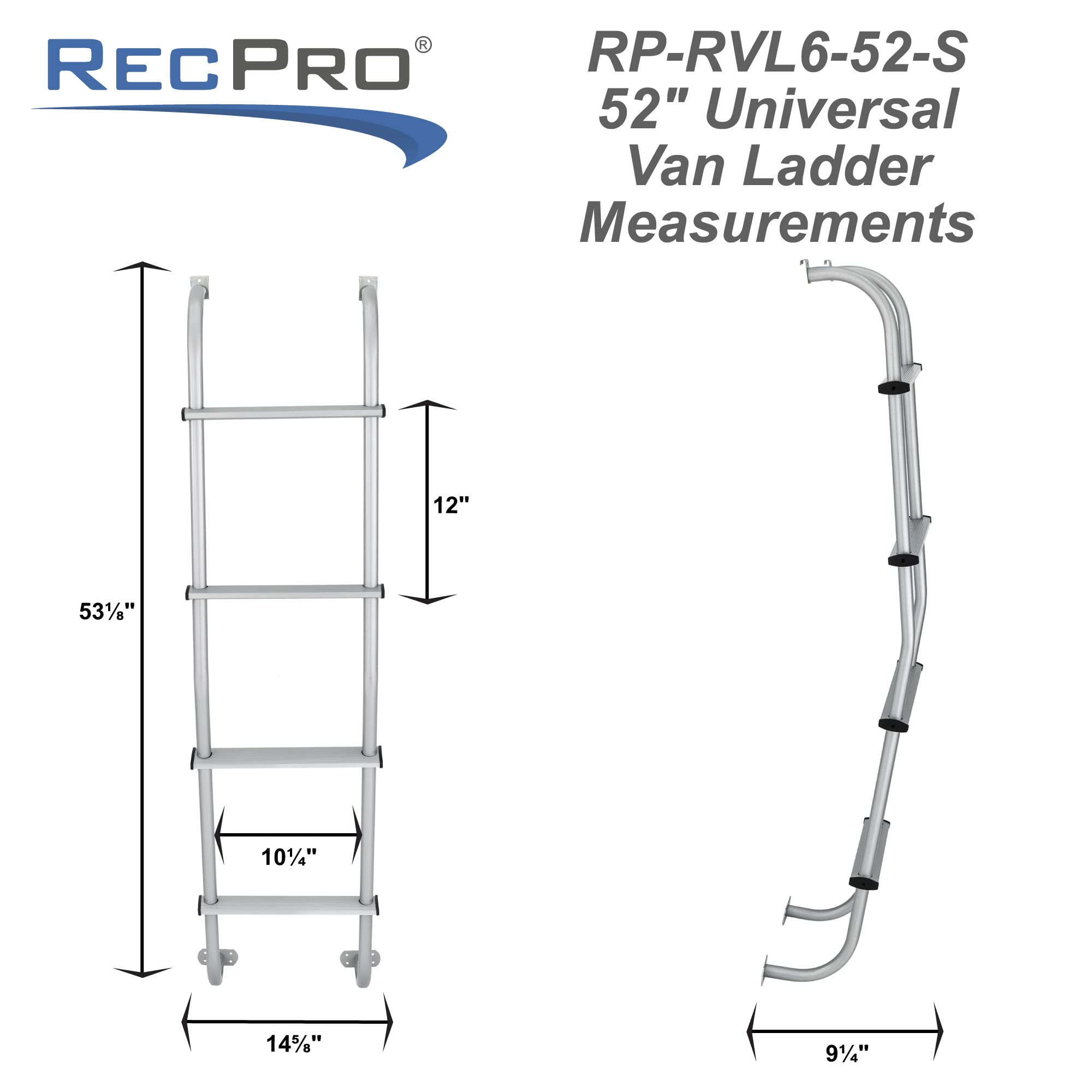 RecPro Universal Van Ladder 52 | 250lb Weight Capacity | Made in USA | Silver