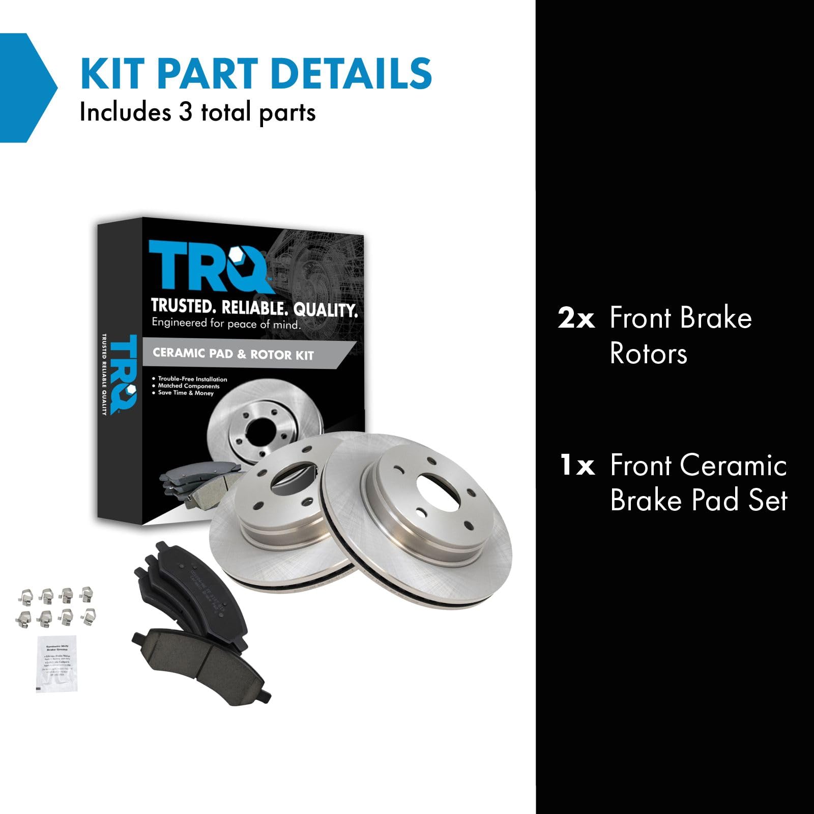 Trq Front Brake Pad & Rotor Kit Brake Pads Brake Rotor Ceramic Compatible With 2007-2009 Chrysler Aspen Dodge Durango 2006-2010