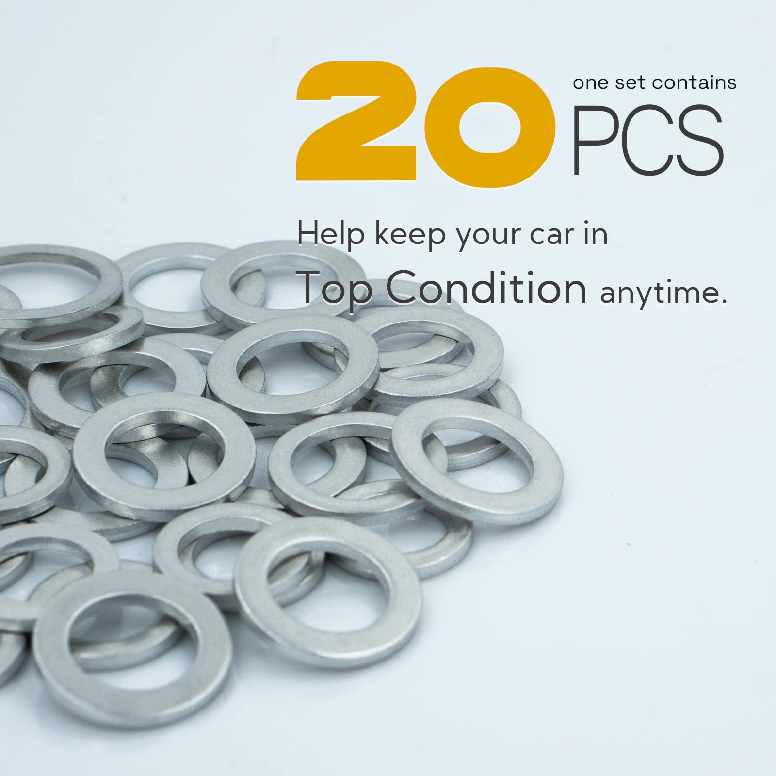 20Pcs M18 Oil Drain Plug Gasket, Transmission Fluid Drain Plug Crush Washer, Aluminum Crush Washer, Seal Ring by KeeRoarin, 18mm