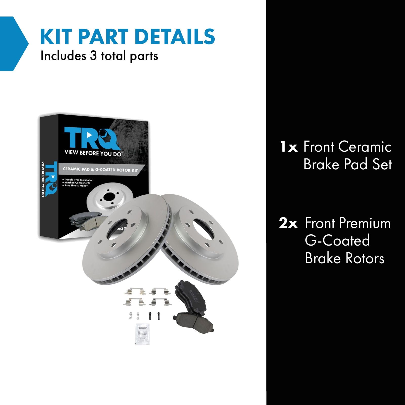 Trq Front Brake Pad & Rotor Kit Ceramic Premium G-Coated Compatible With 2007-2012 Dodge Caliber 2008-2017 Mitsubishi Lancer