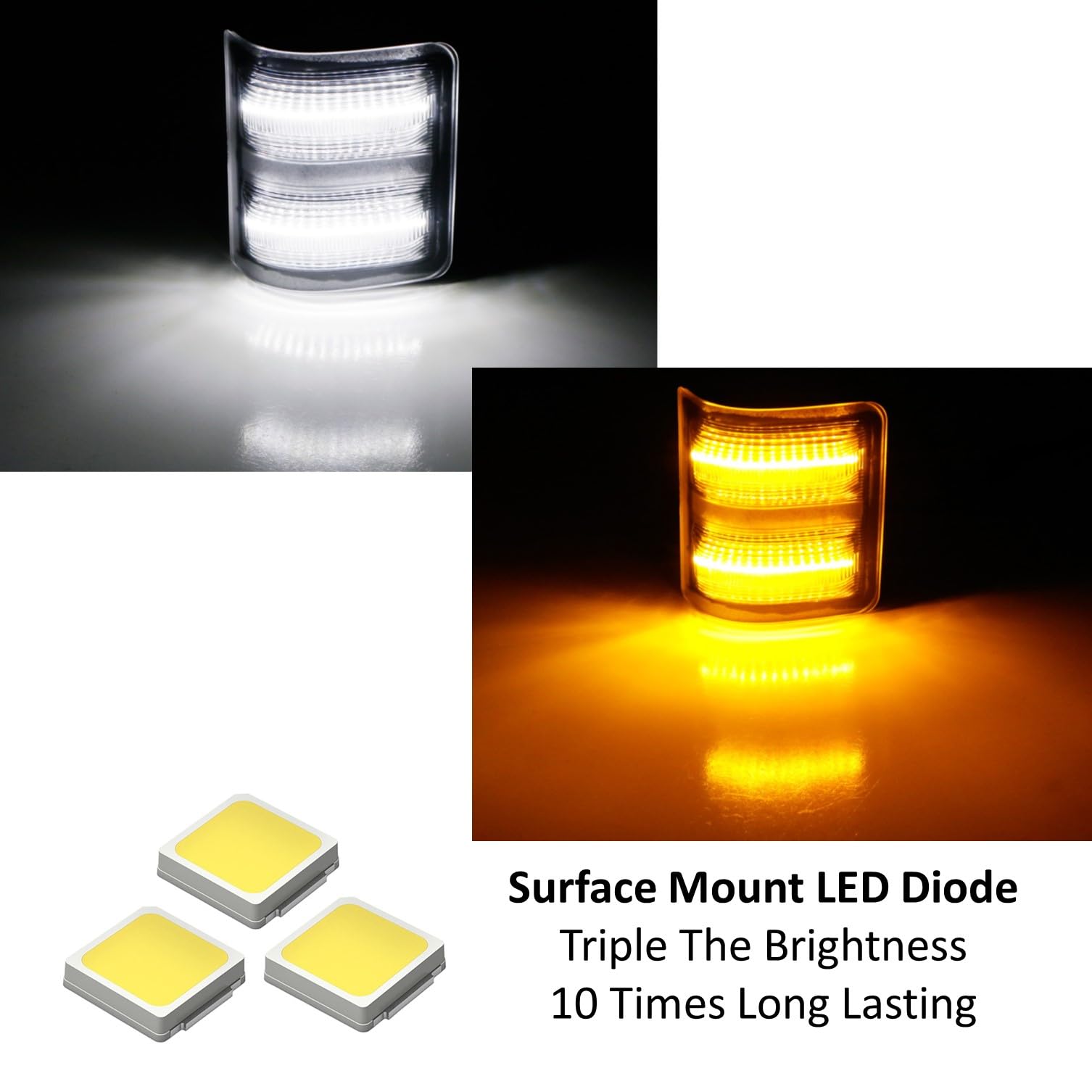 Ijdmtoy Clear Lens Switchback Led Side Mirror Marker Lamps Compatible With 2008-16 Ford F250 F350 F450 Super Duty, (2) Clear Len