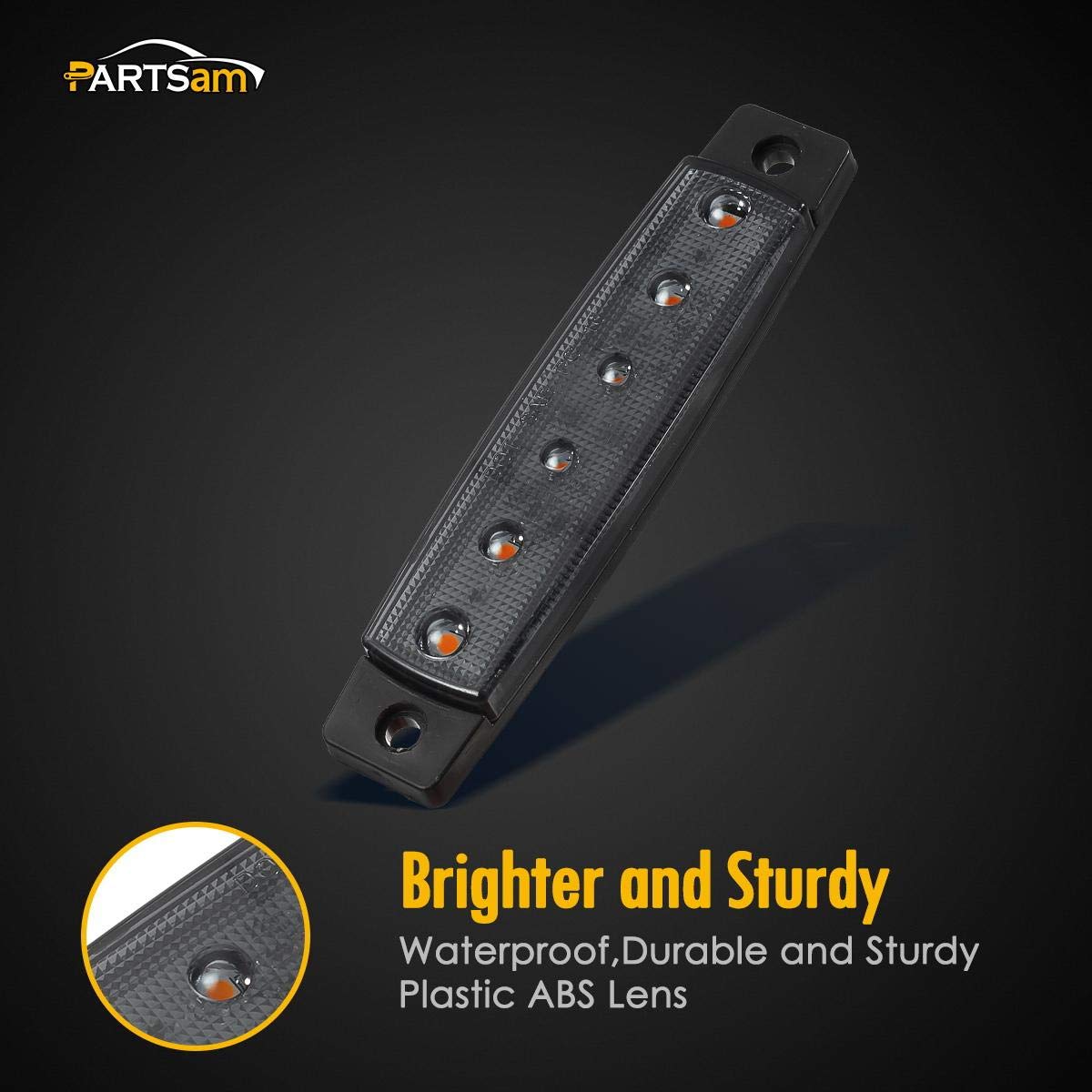 Partsam 20Pcs 3.8'' Thin Line Amber/Red Led Marker Clearance Lights Smoked Surface Mount Waterproof Led Utility Strip Lights For