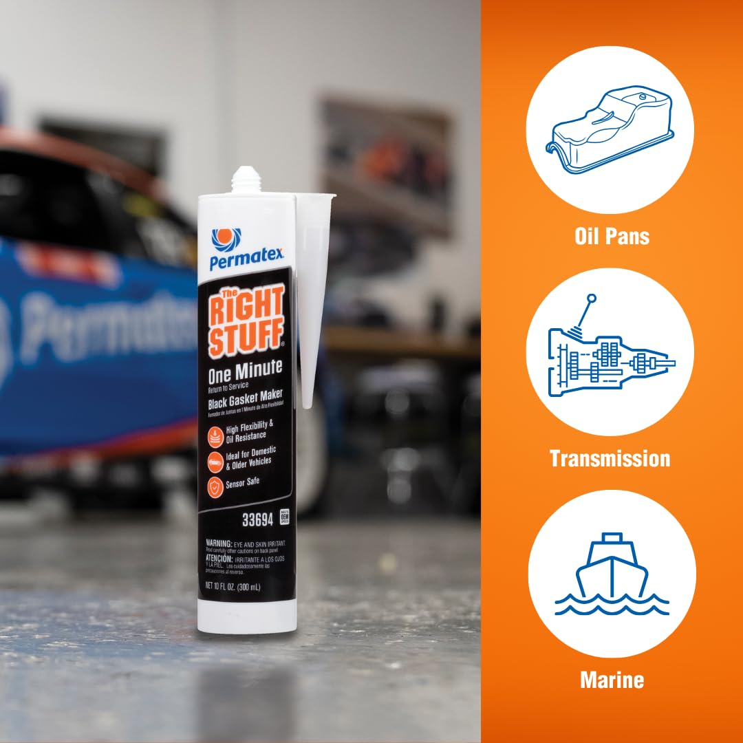 Permatex 33694 The Right Stuff 1 Minute Gasket Maker, Fastest Return To Service, Quick Setting, High Flexibility,10.1 Oz