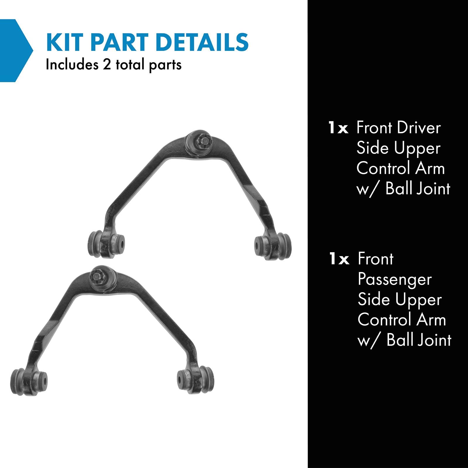 Trq Front Upper Control Arm With Ball Joint Set Compatible With 1997-2002 Ford Expedition 1997-2003 F-150 2004 F-150 Heritage 19