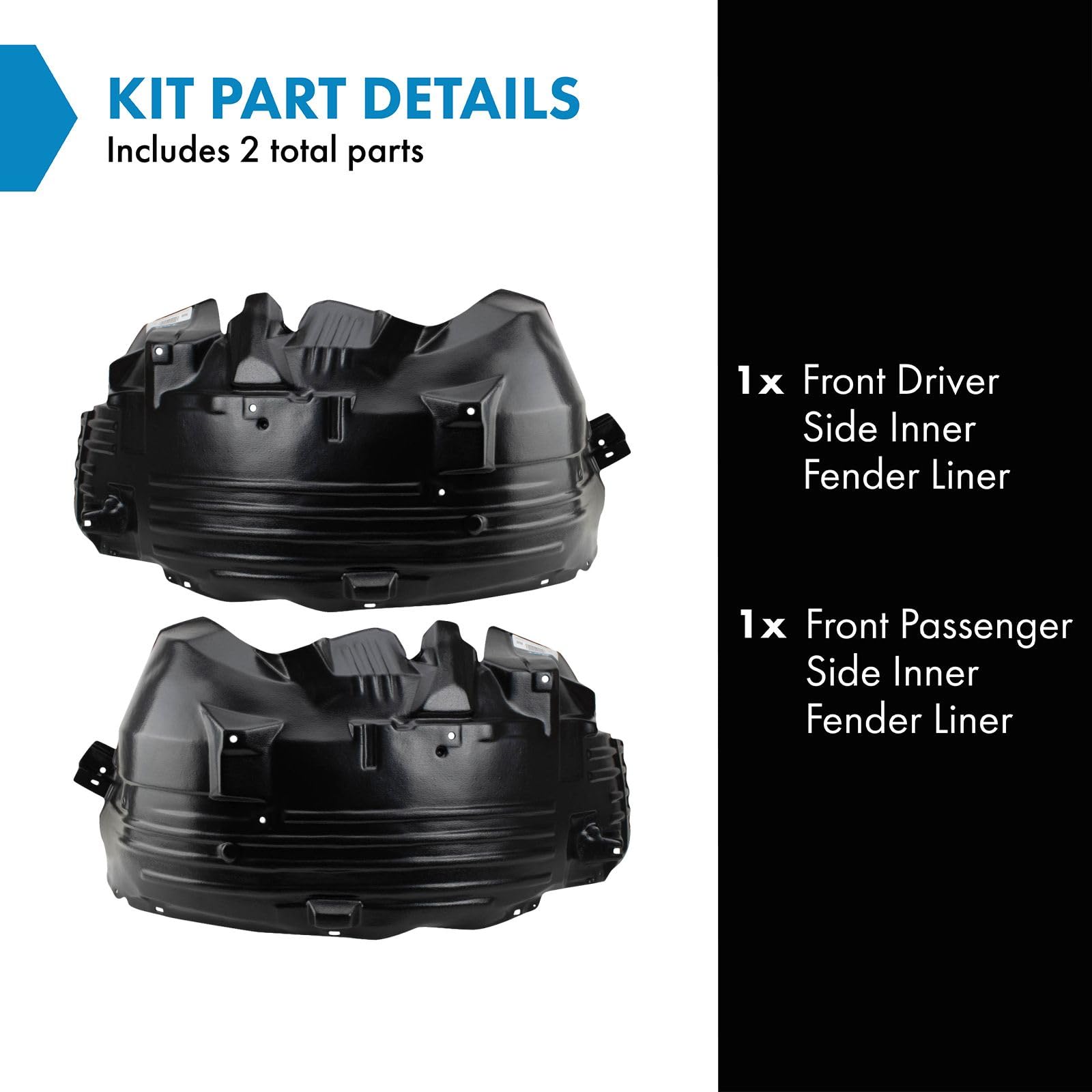 Trq Front Inner Fender Liner Set Compatible With 2005-2007 Nissan Armada 2004 Pathfinder Armada 2004-2007 Titan Ni1248107 Ni1248