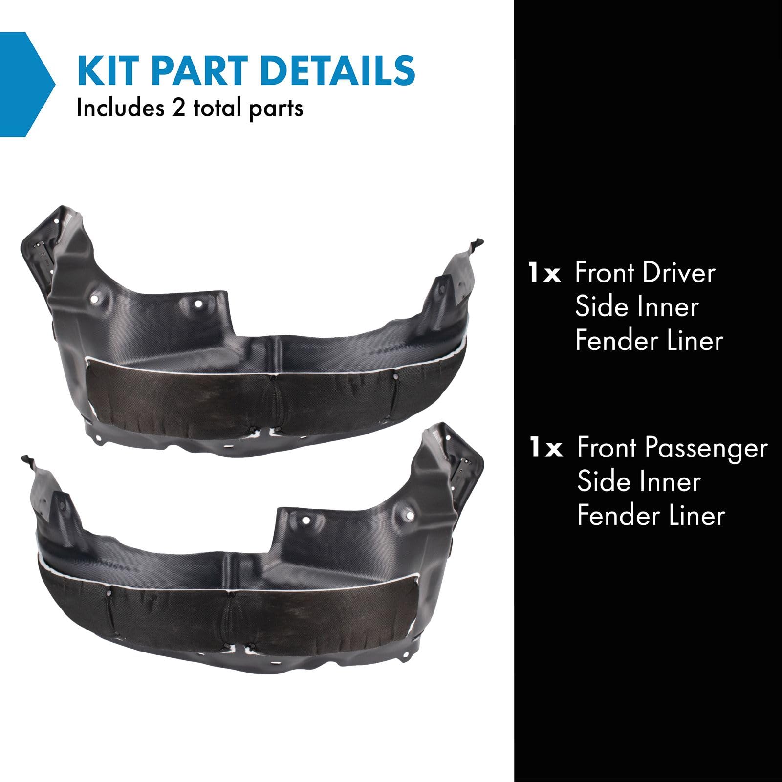 Trq Front Inner Fender Liner Set Compatible With 2015-2017 Lexus Nx200T Nx300H Lx1248135 Lx1249135