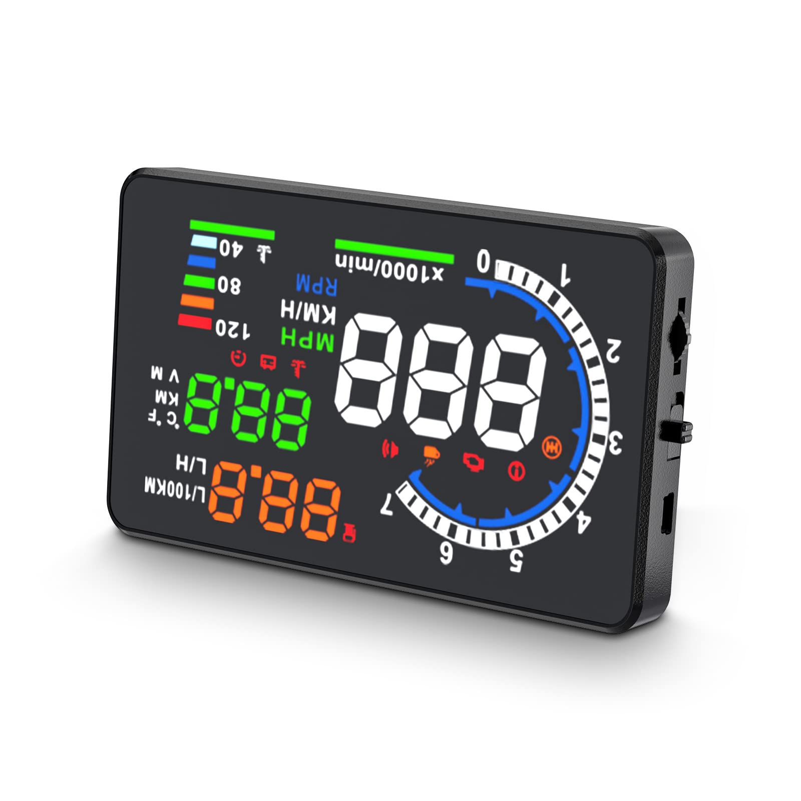 wiiyii Heads Up Display for Cars, Digital Speedometer for Car A8 with OBD Function, 5.5 Inch Large Screen, HUD Speedometer for C
