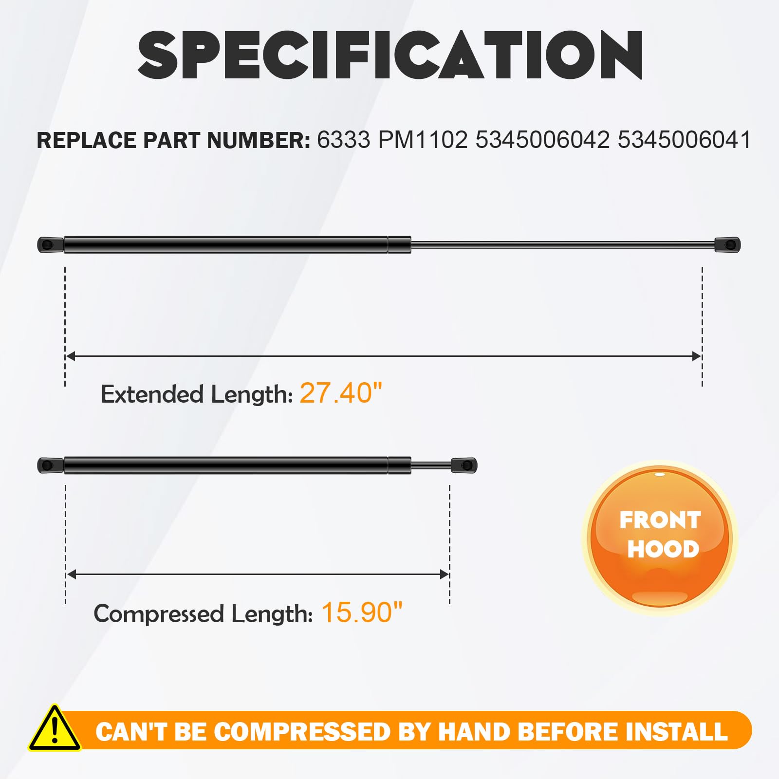 Hood Lift Supports Gas Springs Shocks Struts For 2007-2011 Toyota Camry 6333