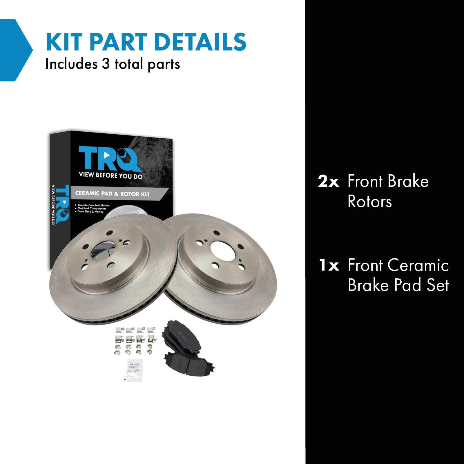 Trq Front Brake Pad & Rotor Kit Brake Pads Brake Rotor Ceramic Compatible With 2019 Toyota Corolla