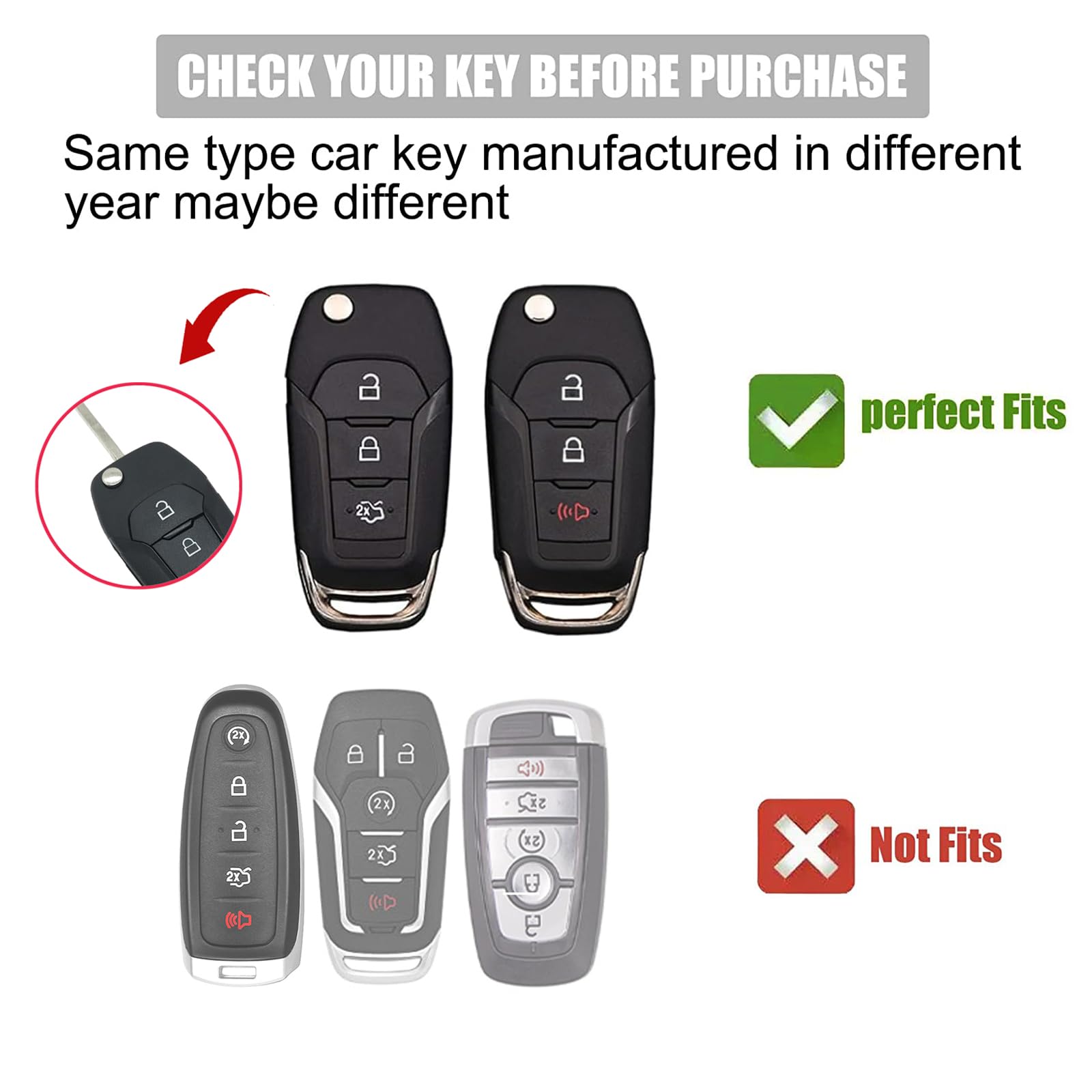 Gematay For Ford Key Fob Cover With Keychain Lanyard, Soft Tpu Key Fob Protector Shell Compatible With Ford F150 F250 F350 F450