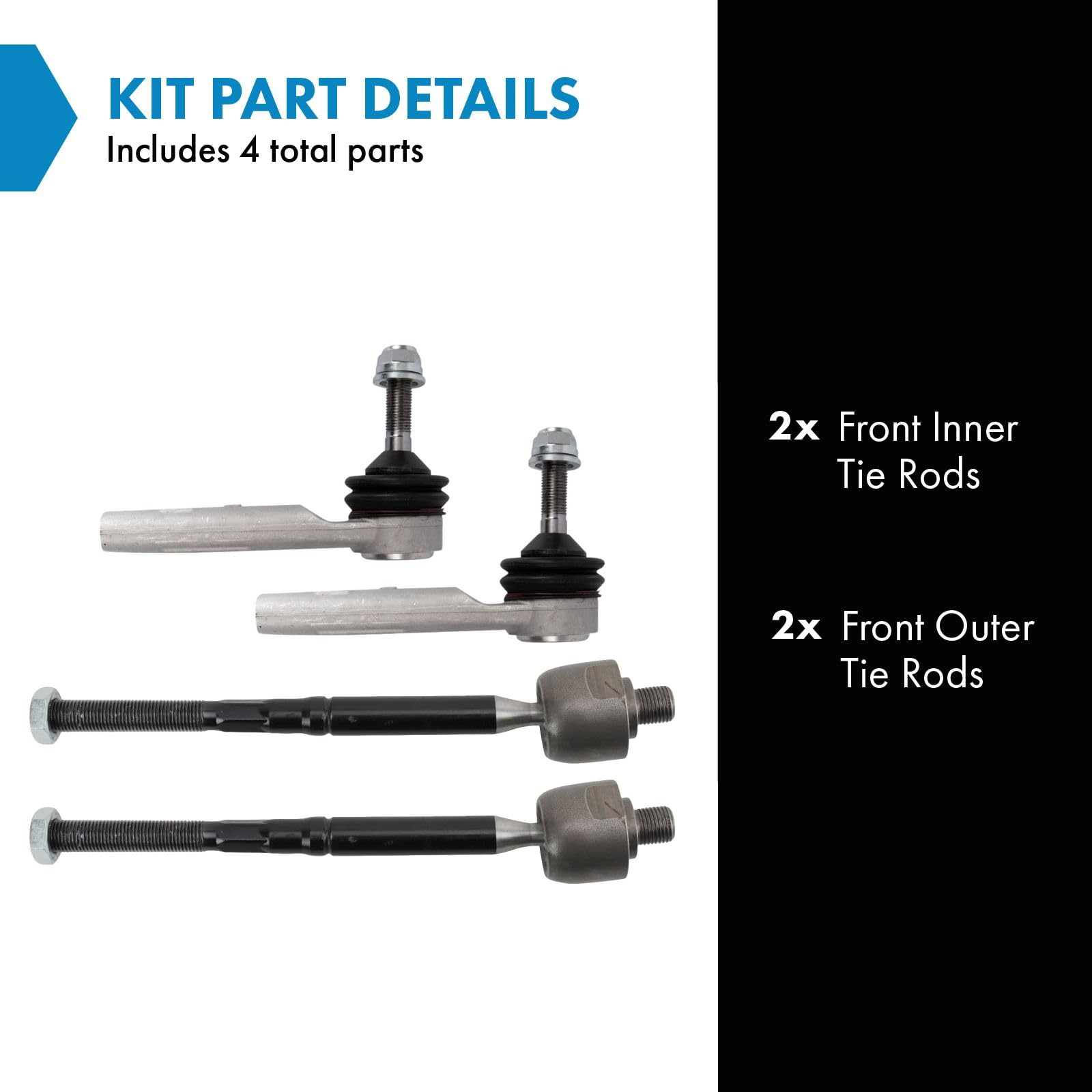 Trq Front Inner And Outer Tie Rod Set Compatible With 2017-2022 Tesla 3 2020-2022 Y