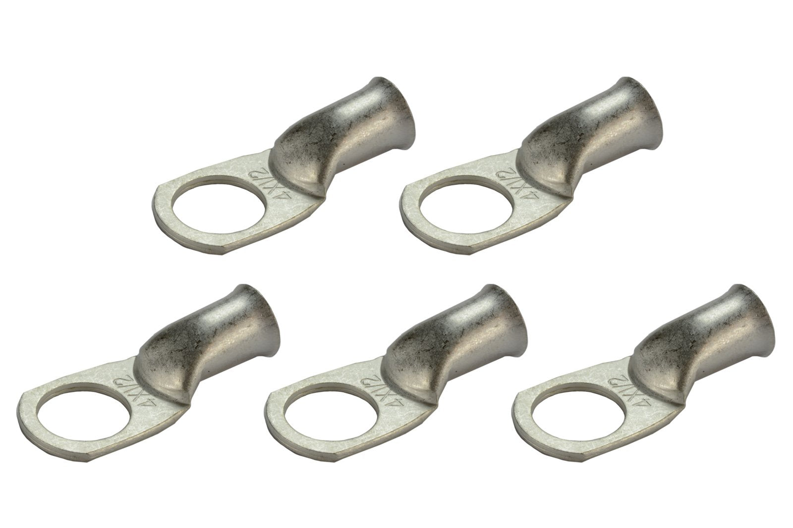 Temco 5 Pack Tinned Copper Welding Battery Cable Ends, Lugs Terminal 4 Awg 1/2'' Hole - Marine Grade (6 Awg To 1/0 Awg Options A