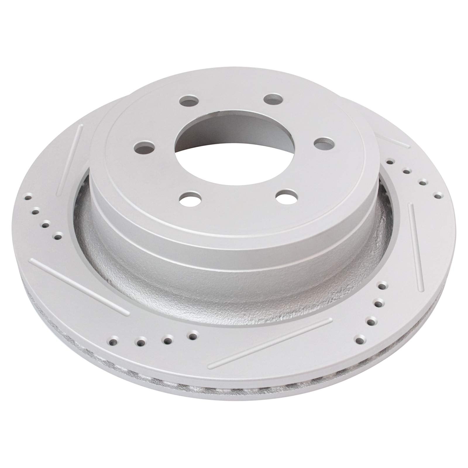 Trq Rear Performance Brake Rotors Set Vented Premium G-Coated Cross Drilled & Slotted Compatible With 2012-2018 Ford F-150