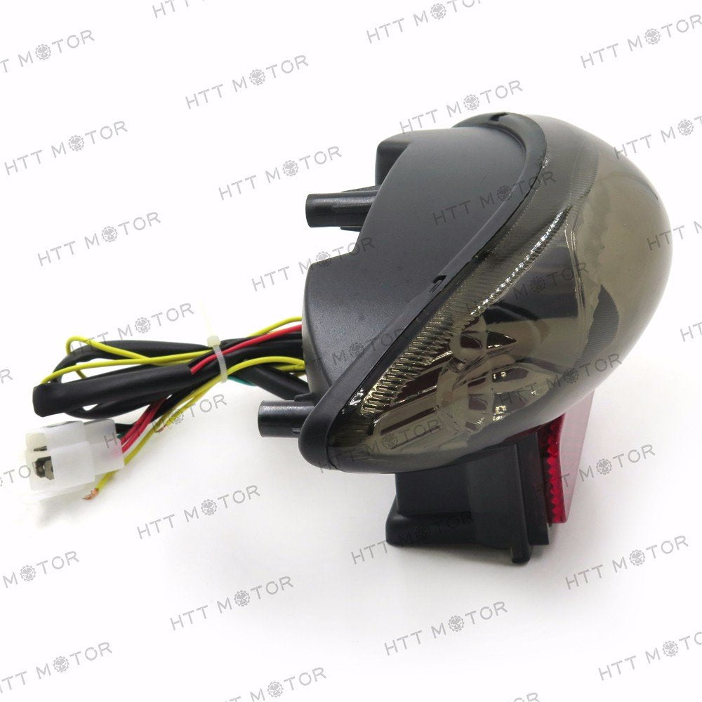 HTTMT MT031A- Custom Smoke Lens LED Brake Tail Light w/Integrated Turn Signals Indicators Compatible with 1999-2007 Suzuki Hayab