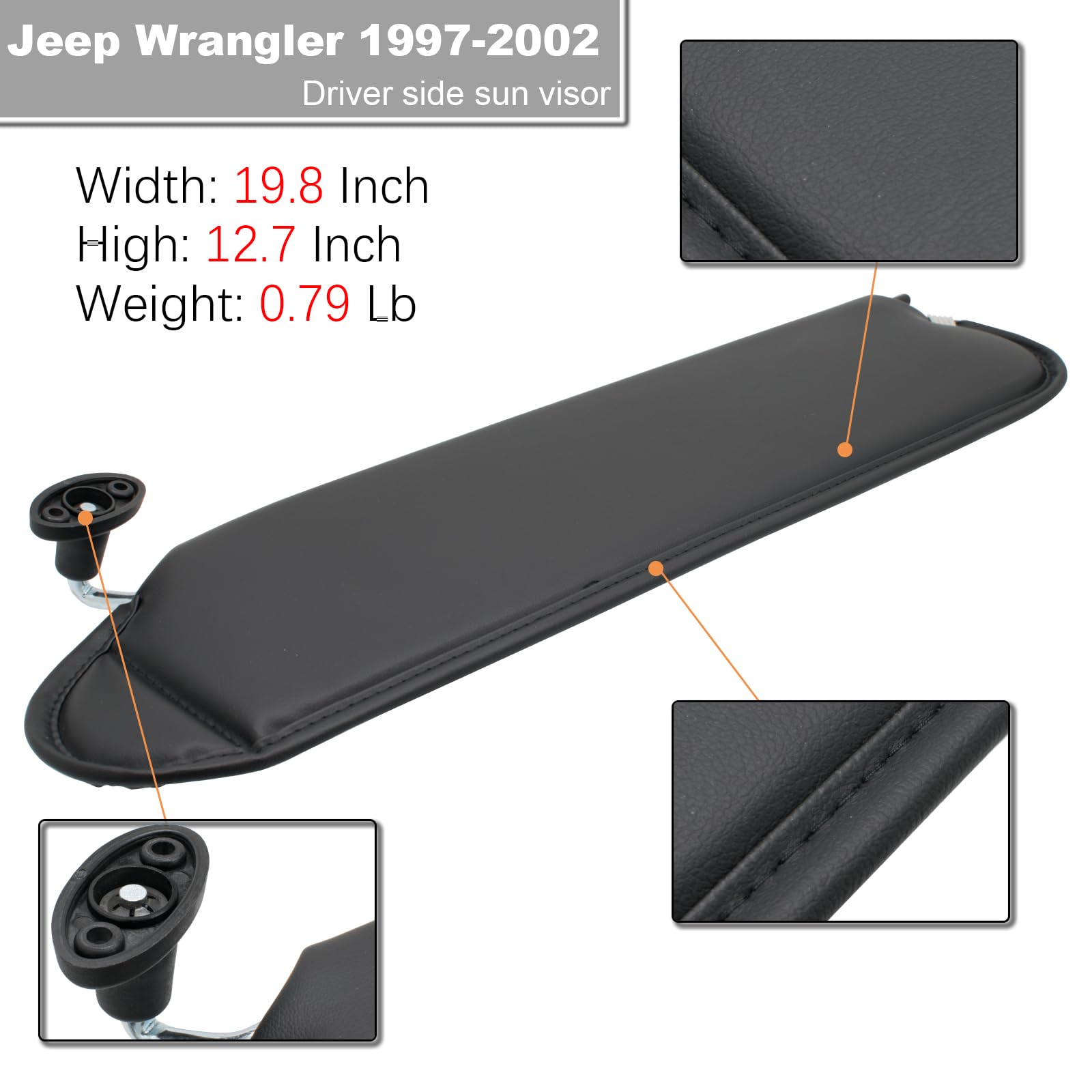NHILES Left Driver & Right Passenger Sun Visor Compatible with Jeep Wrangler TJ 1997-2002 Sunshade Replacement Number 5EP34 LAZA