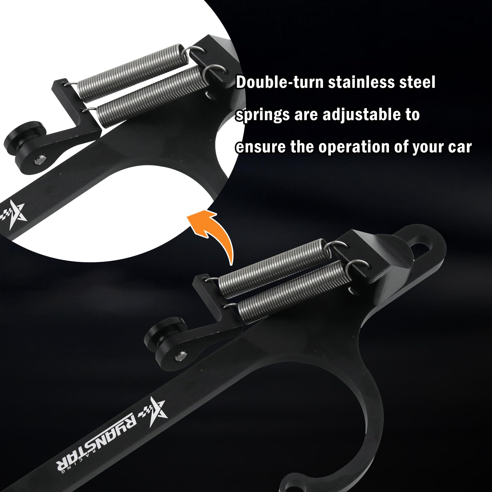 Ryanstar Racing Billet Aluminum Throttle Cable Bracket Compatible With 4500 Carburetor With Dual Return Springs - Black