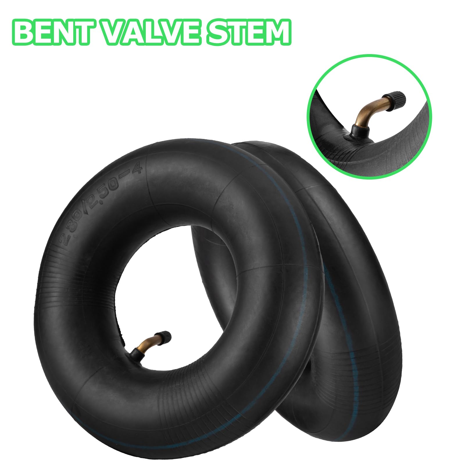 Nigoolata 2.80/2.50-4 Tire Inner Tube 2.50-4 Replacement Inner Tube With Bent Valve Stem For Wheelbarrows, Scooters, Hand Trucks