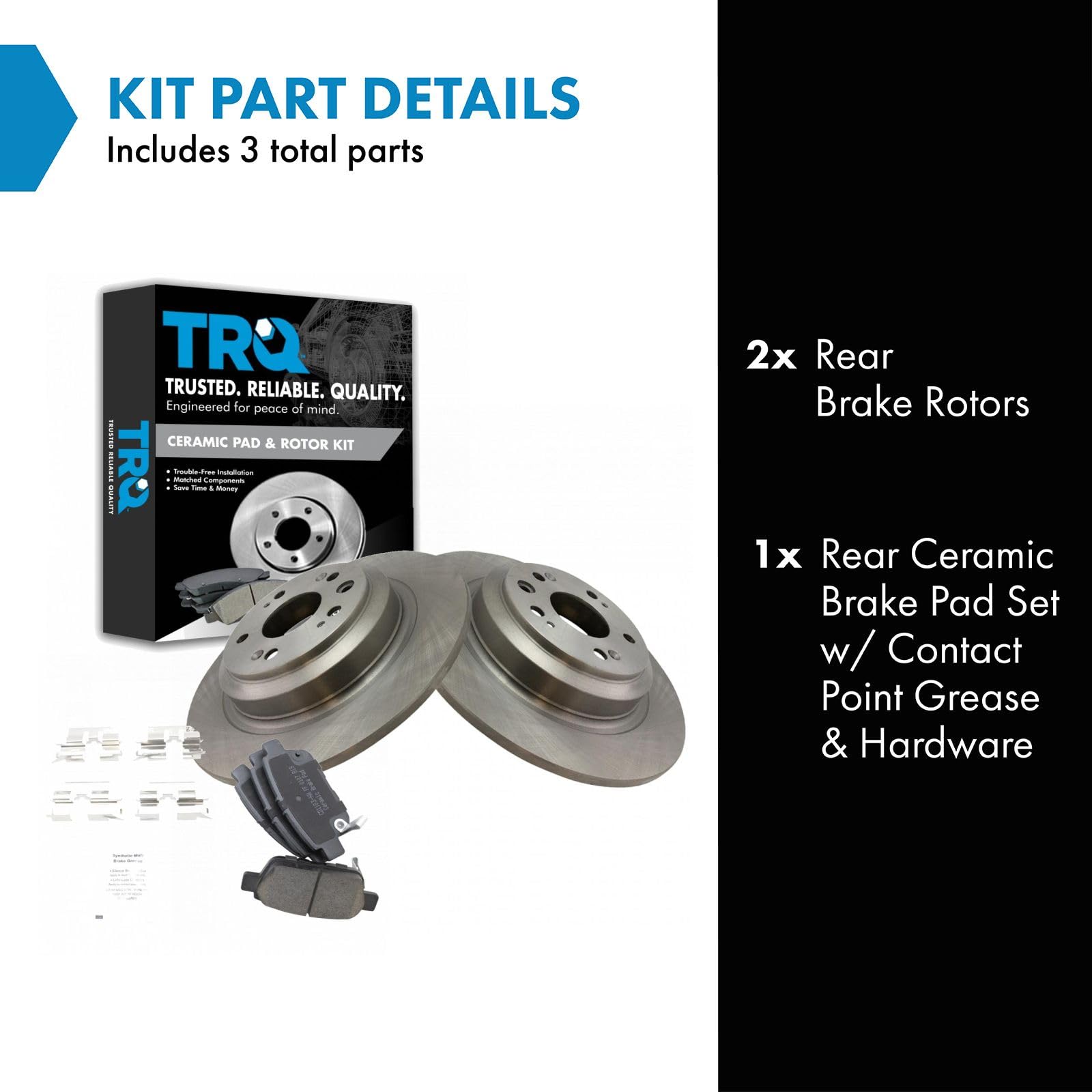 TRQ Rear Brake Pad & Rotor Kit Brake Pads Brake Rotor Ceramic Compatible with 2009-2014 Acura TL