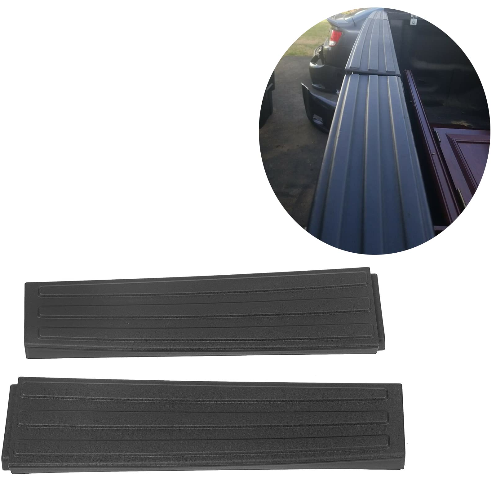 ECOTRIC Flex Step Side Tailgate Molding Covers Compatible with 2009-2014 Ford F150 Replacement for 9L3Z-9941018-AA & 9L3Z-9941019-AA End Cap Trim 2PCS Right & Left Black