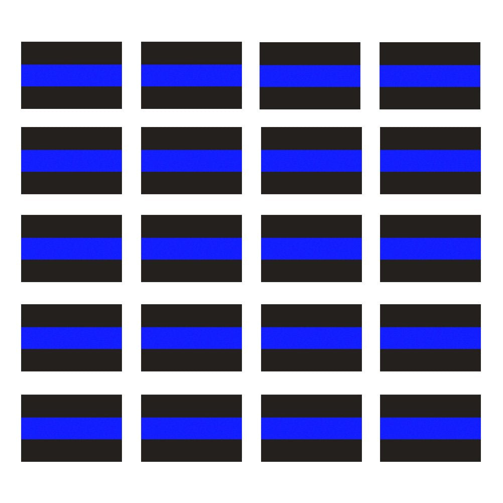 Reflective Blue Lives Matter License Plate Sticker - Pack Of 20 Vinyl Decal - Cop Thin Blue Line Decals - Proudly Support Police