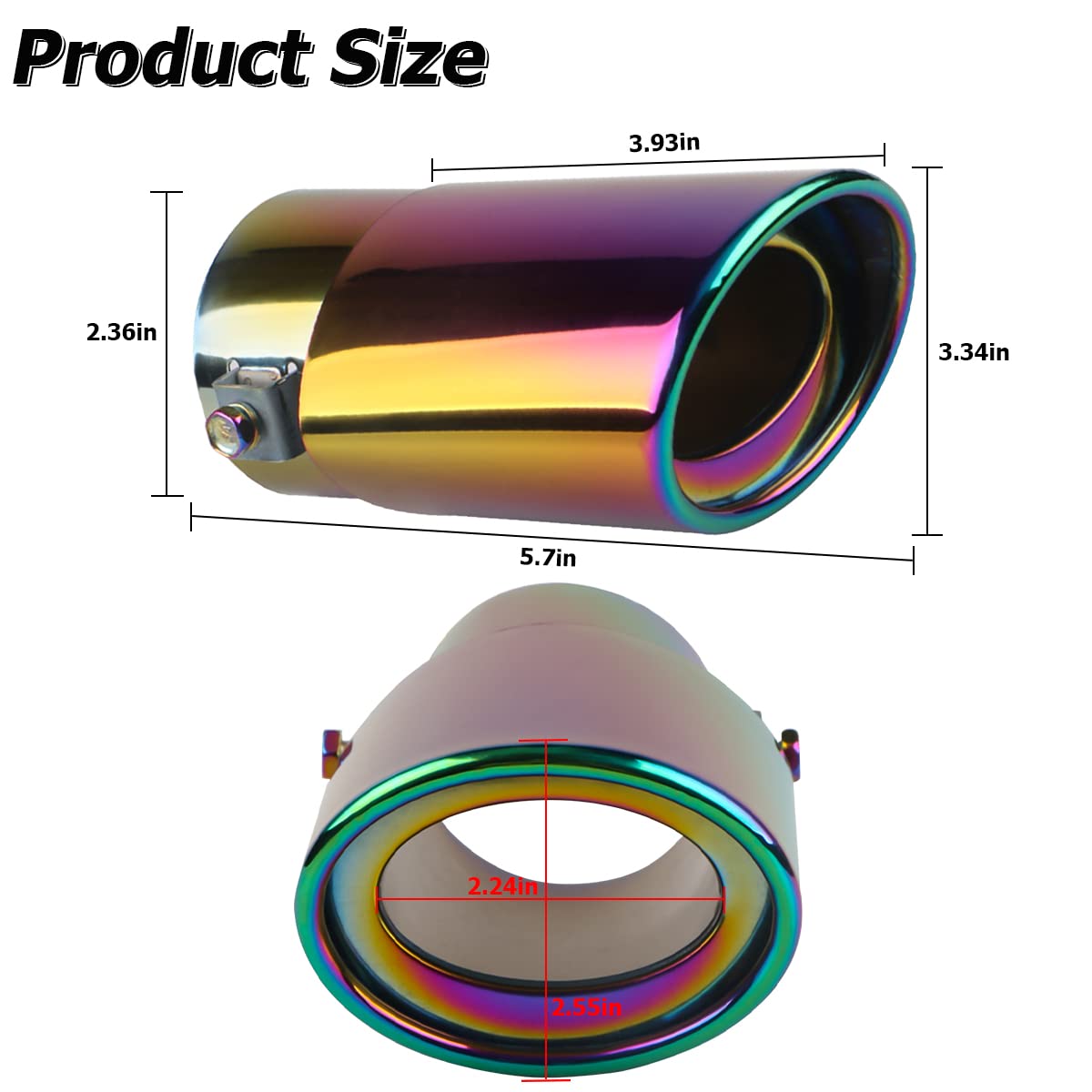 Stainless Steel Car Exhaust Tip, 2.5'' To 3.3'' Universal Car Exhaust Pipe Modification Tail Throat Tail Pipe, Steel Exhaust Tip