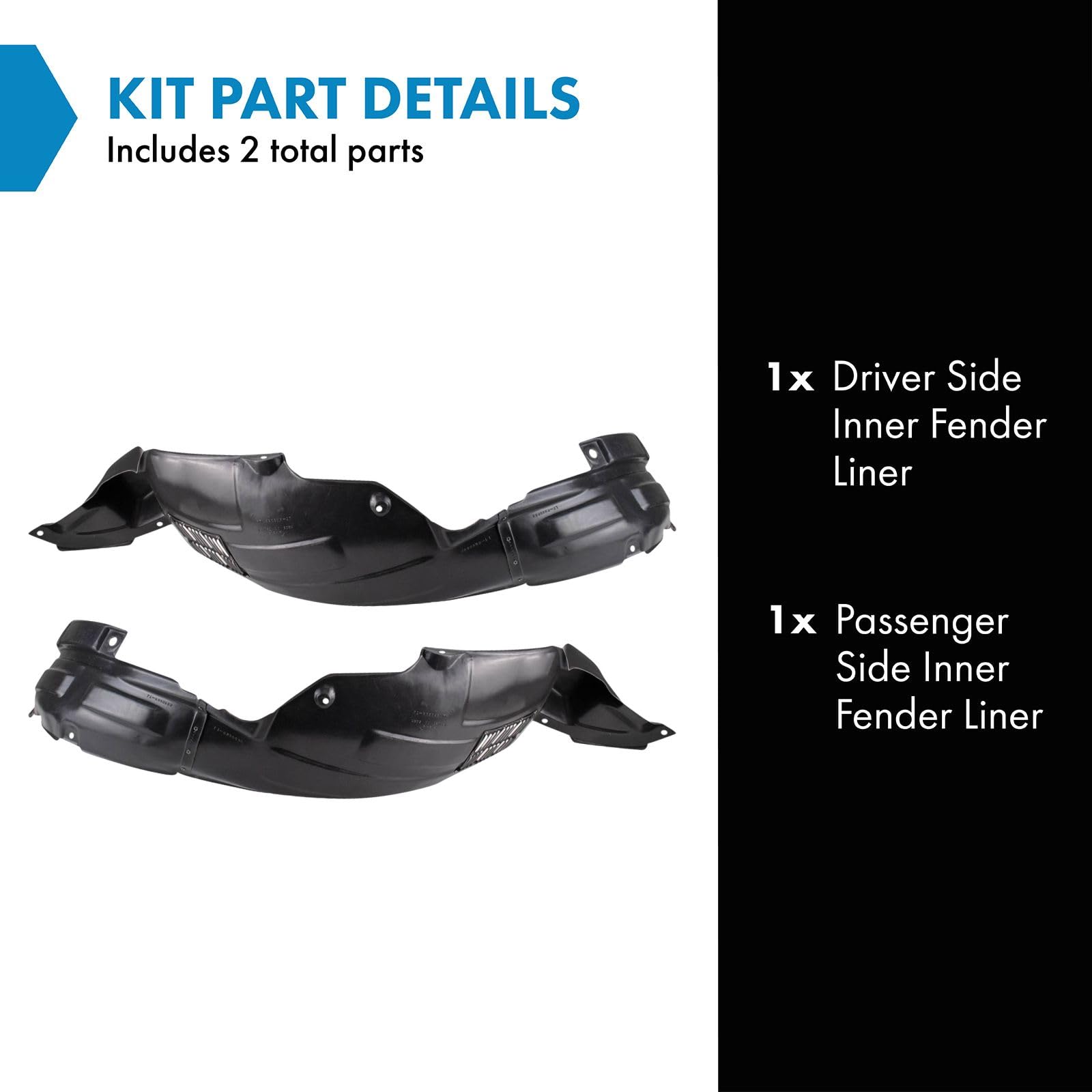 Trq Inner Fender Liner Set Compatible With 2007-2012 Hyundai Veracruz Hy1248113 Hy1249113