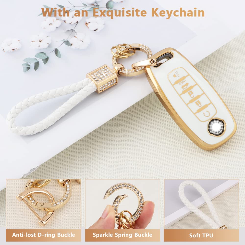 Pifoog For Rogue Key Fob Cover 5 Buttons 2023 Pathfinder Sl Platinum Car Key Case Shell Bling Keychain Lanyard Protector Protect