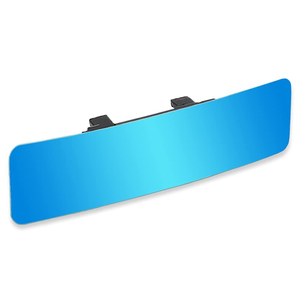 (Upgrade) Skycrophd Anti Glare Rear View Mirror Frameless Car Interior Rearview Mirror Panoramic Wide Angle To Eliminate Blind Spots - Convex,11.8In (Blue)