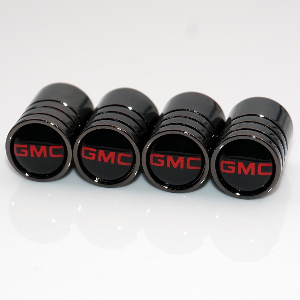 Us85 Gmc Logo Emblem Auto Car Wheel Tire Air Valve Caps Stem Cover Accessories Decoration Birthday Gift (Carbon Fiber) (Black Ch