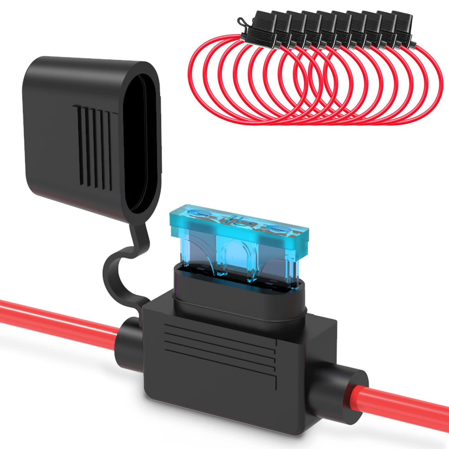 Recoil Fh12-10 10 Pack Atc/Ato Inline 12Awg Fuse Holder With 10Pcs 15A & 20A Fuses