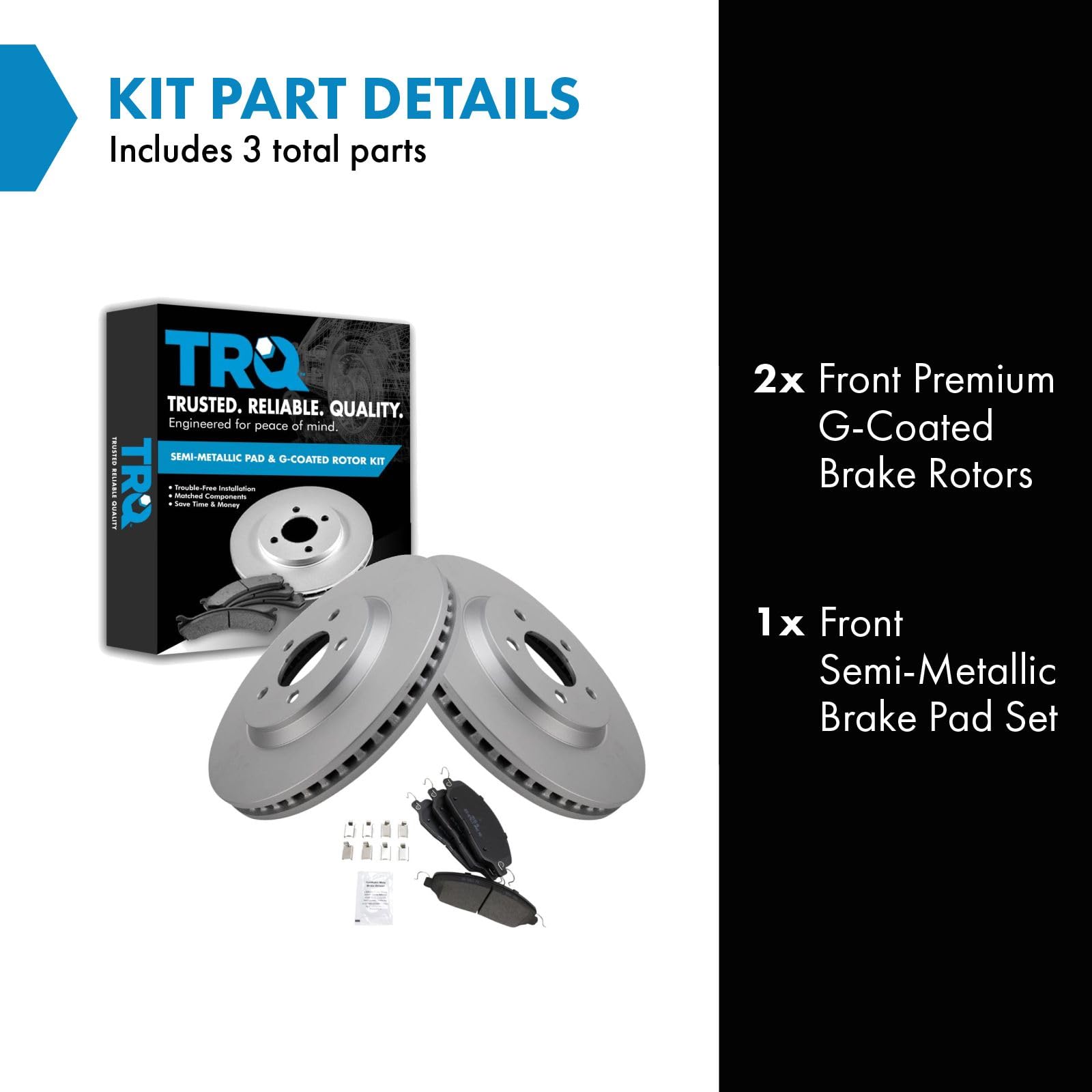Trq Front Brake Pad & Rotor Kit Brake Pads Brake Rotor Semi-Metallic Premium G-Coated Compatible With 2005-2014 Ford Mustang
