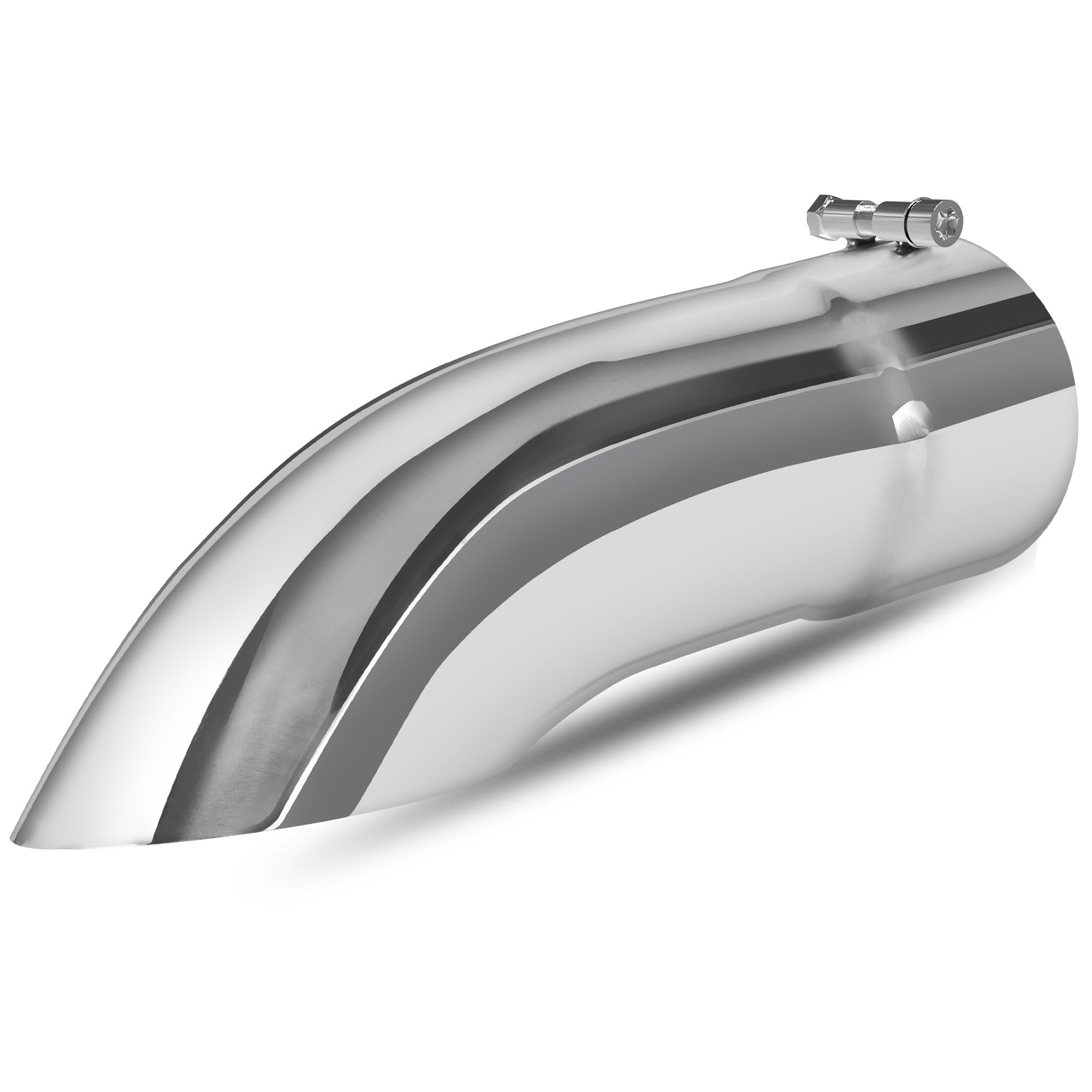 Autosaver88 3 1/2 Inch Turn Down Exhaust Tip, 3.5'' Inlet 3.5'' Outlet 12'' Overall Length Chrome-Plated Stainless Steel Diesel 