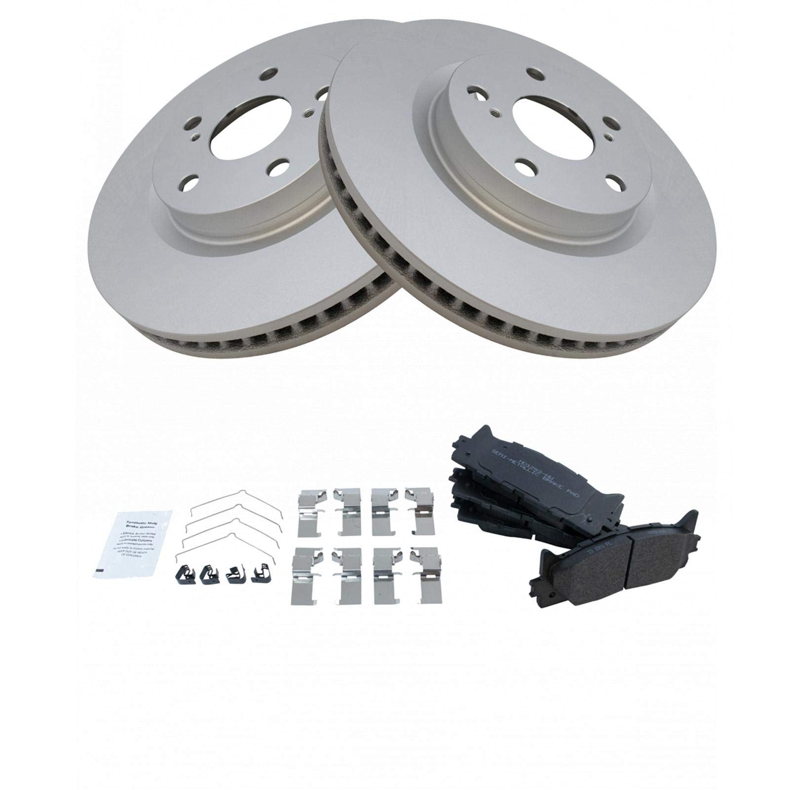 Trq Front Brake Pad & Rotor Kit Brake Pads Brake Rotor Semi-Metallic Premium G-Coated Compatible With 2013-2018 Lexus Es300H 200