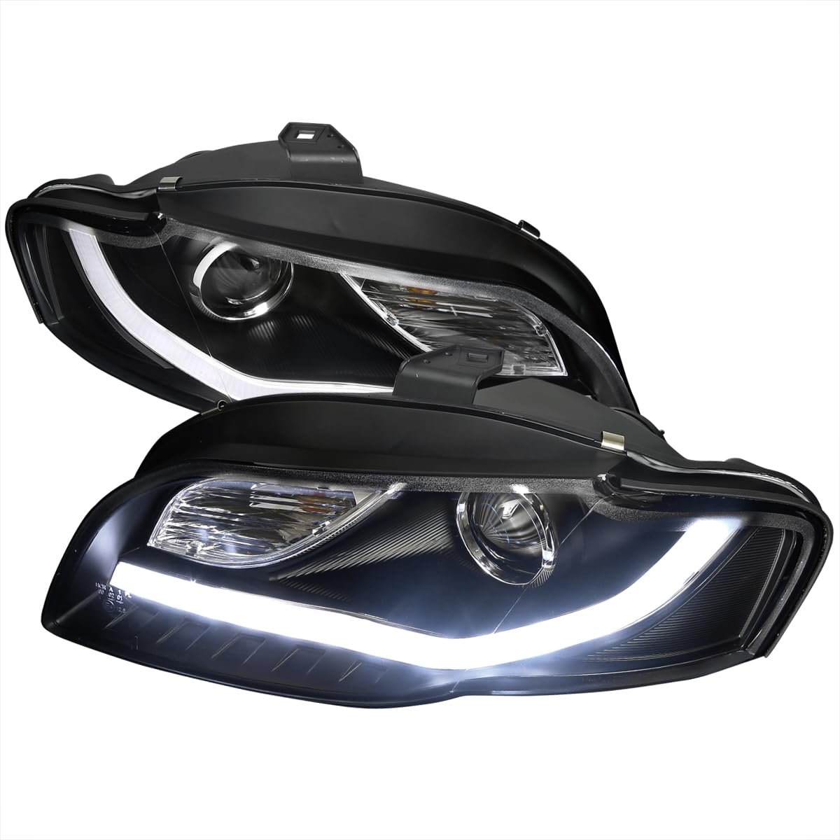 Spec-D Tuning Led Black Projector Headlights Compatible With 2006-2008 Audi A4 All, Left + Right Pair Headlamps Assembly