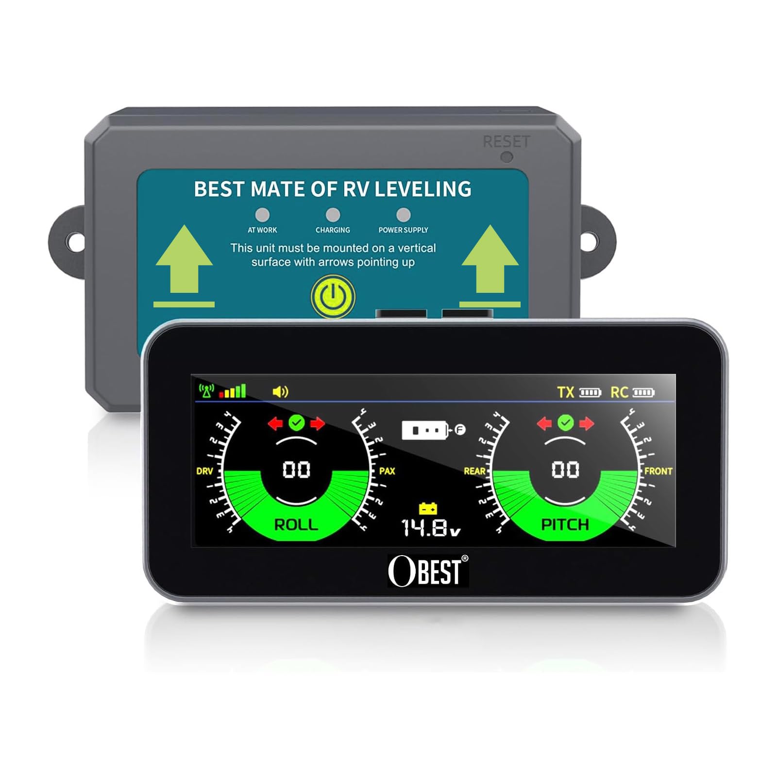 OBEST RV Leveling System, Camper Must Haves Smart Wireless Leveler for Travel Trailer Level Accessories, Easy Setup and APP-Free