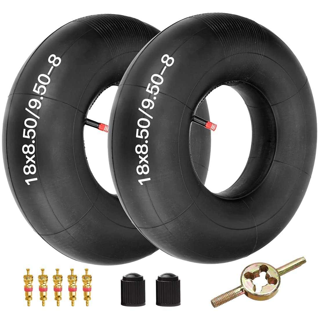 Fvrito 18X8.50-8 18X9.50-8 Inner Tube For Atv Quad 4 Wheeler Go Kart Lawn Tractor Snow Blower Golf Cart Garden Trailer Heavy Duty Lawn Mower Turf With Tr-13 Straight Valve Stem 2 Pack