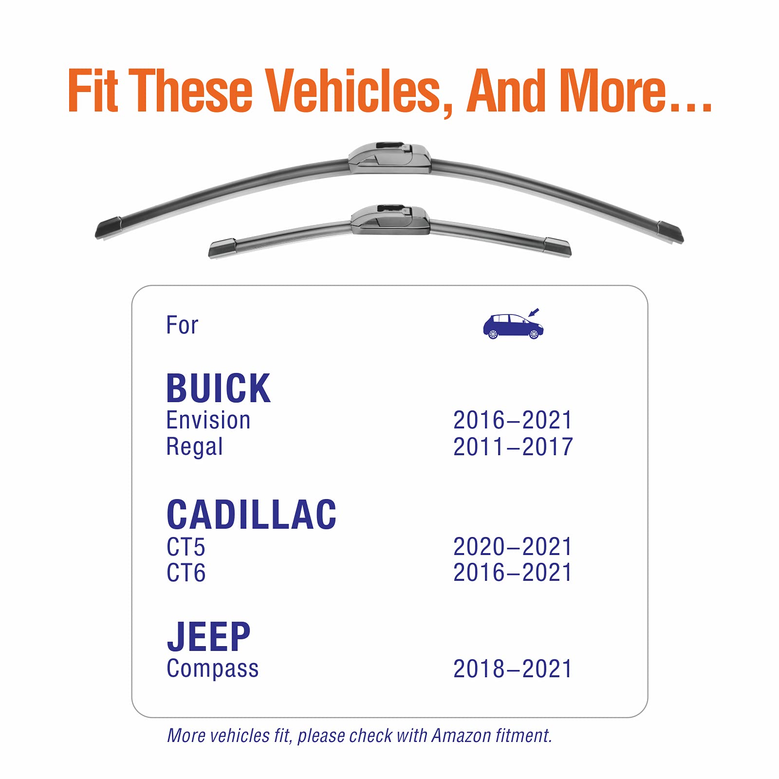 Wowiper Wiper Blades 24'' + 18'' Automotive Replacement Windshield Wiper Blades For My Car Premium All-Seasons Oe Quality Wipers