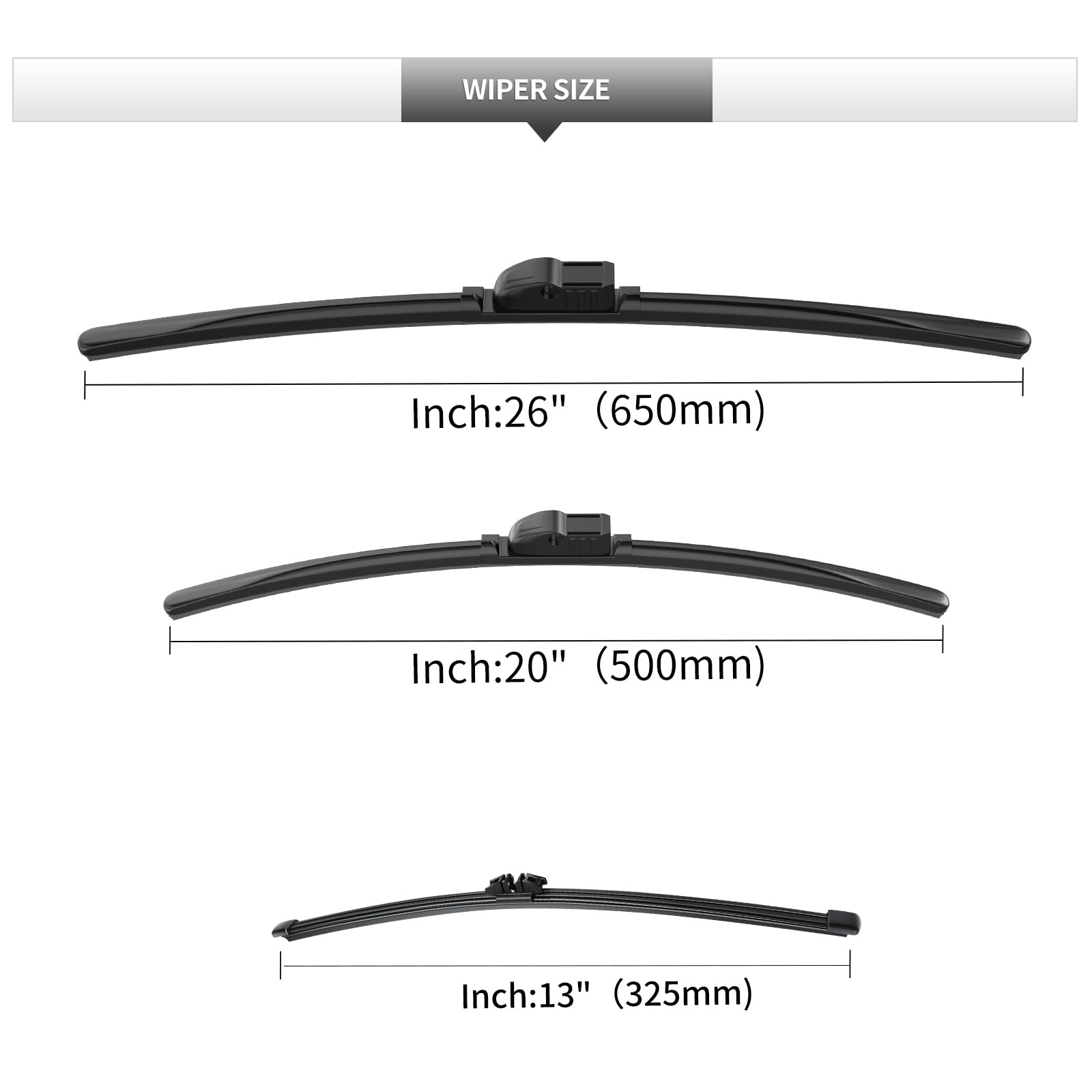 Gardimu Front And Rear Windshield Wiper Blades, 3 Pcs Front And Back Windshield Wipers Blades Replacement For Bmw X3 F25 2011-20