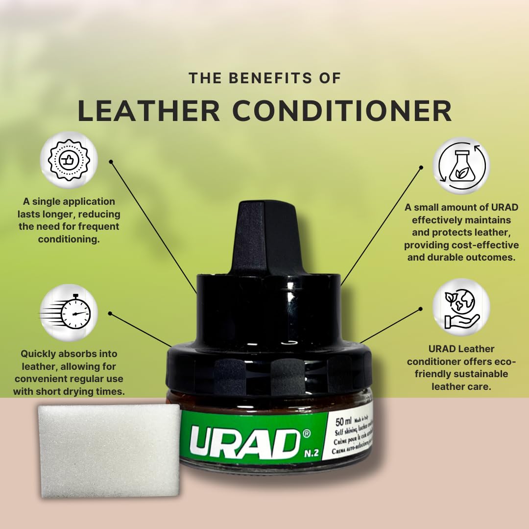Urad Leather Conditioner, Light Brown, 50Ml - Restores, Protects & Polishes Light Brown Leather Shoes, Boots, Bags & Furniture